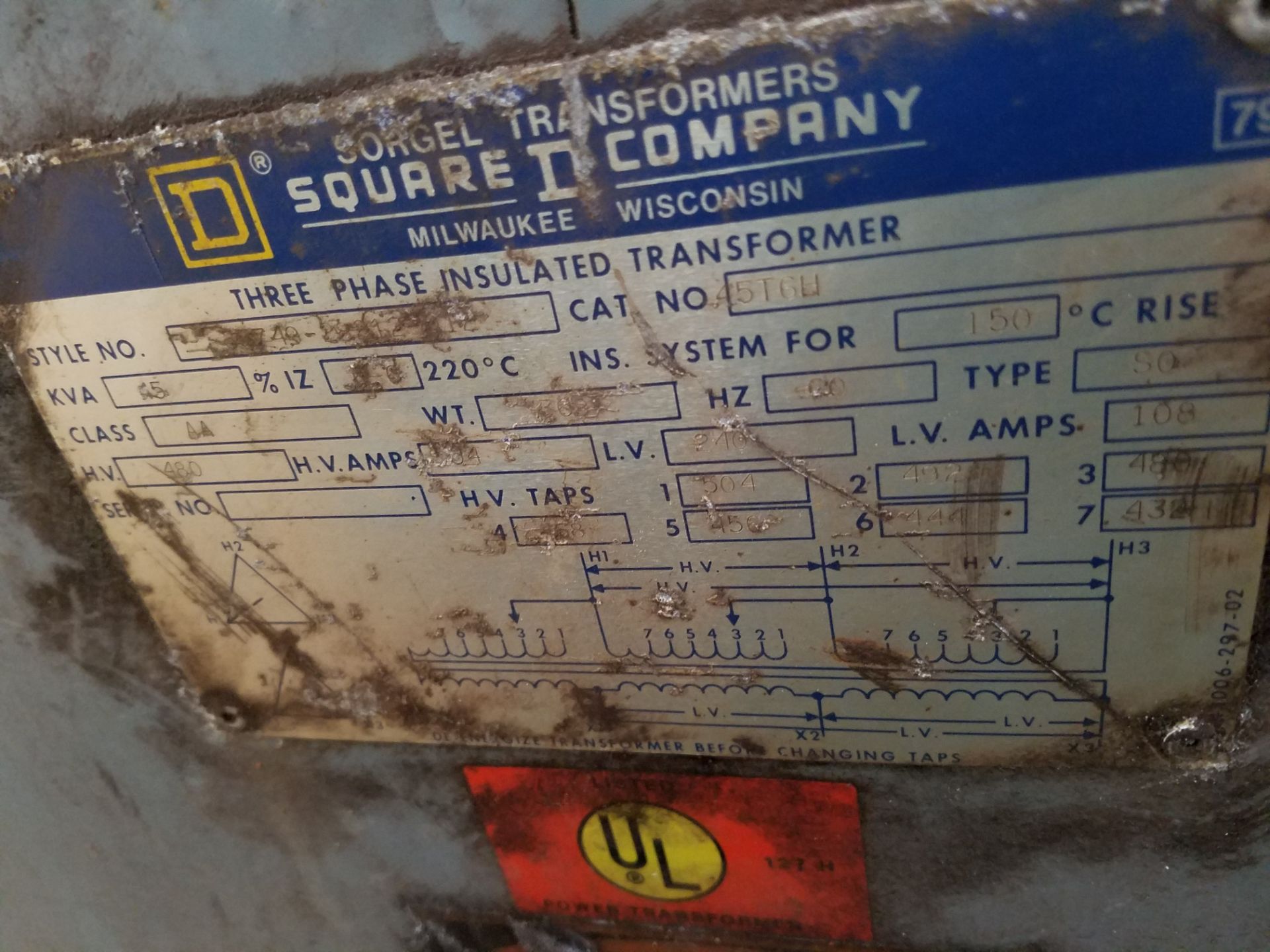 SQUARE D 45 & 15 KVA TRANSFORMERS - Image 2 of 3