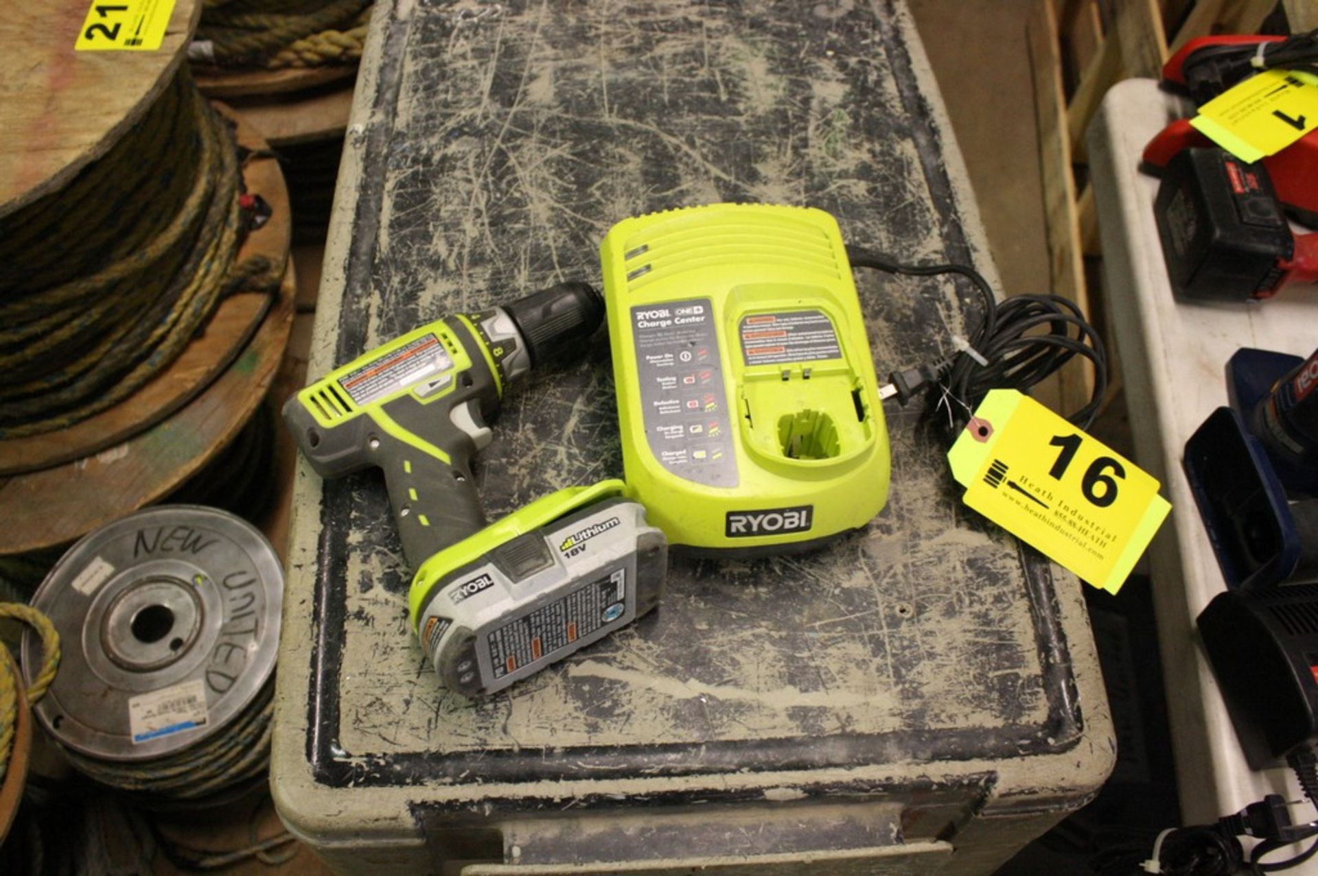 RYOBI MODEL P202 CORDLESS VSR DRILL W/18 V LITHIUM BATTERY, AND CHARGER