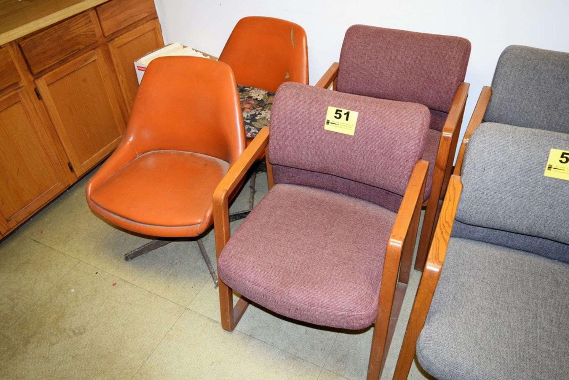 LOT: (2) BURGUNDY ARM CHAIRS