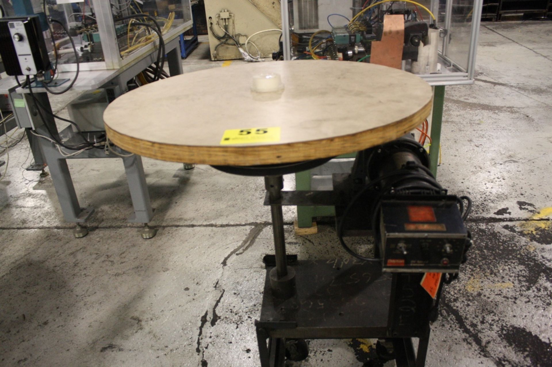 MOTORIZED TURNTABLE WITH DAYTON VARIABLE SPEED CONTROL, MOUNTED ON PORTABLE STEEL STAND - Image 2 of 2