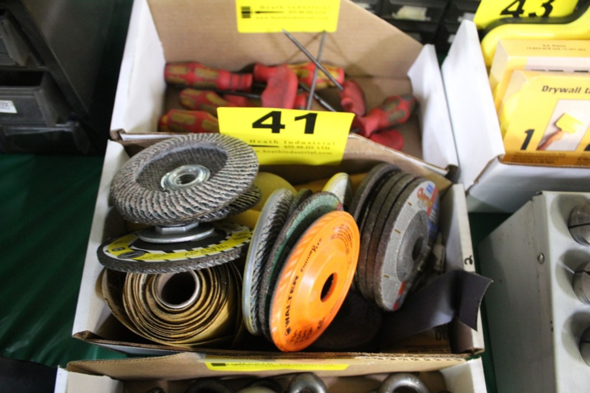 ASSORTED SAND PAPER AND GRINDING WHEELS