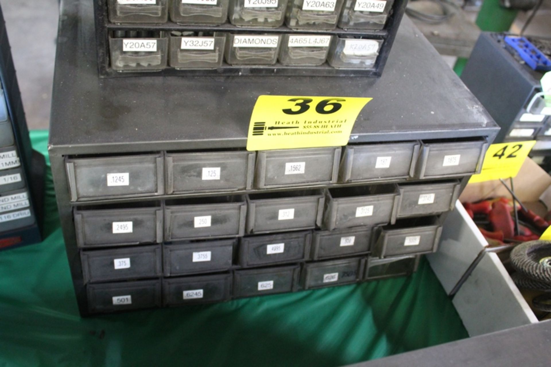 PARTS BIN WITH MISC. TOOLING OR HARDWARE