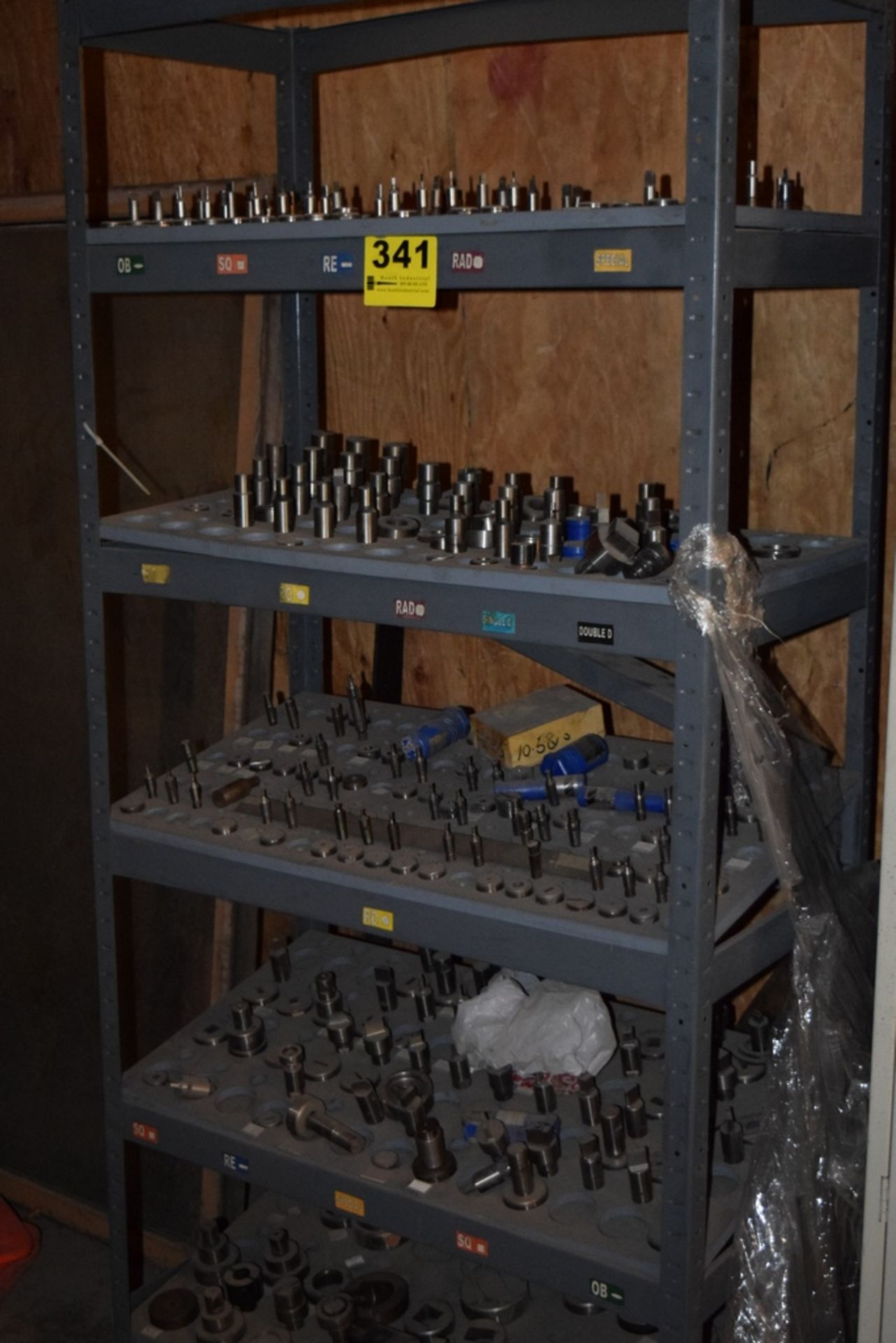 LARGE QTY OF PUNCH DIES, WITH SHELVING UNIT