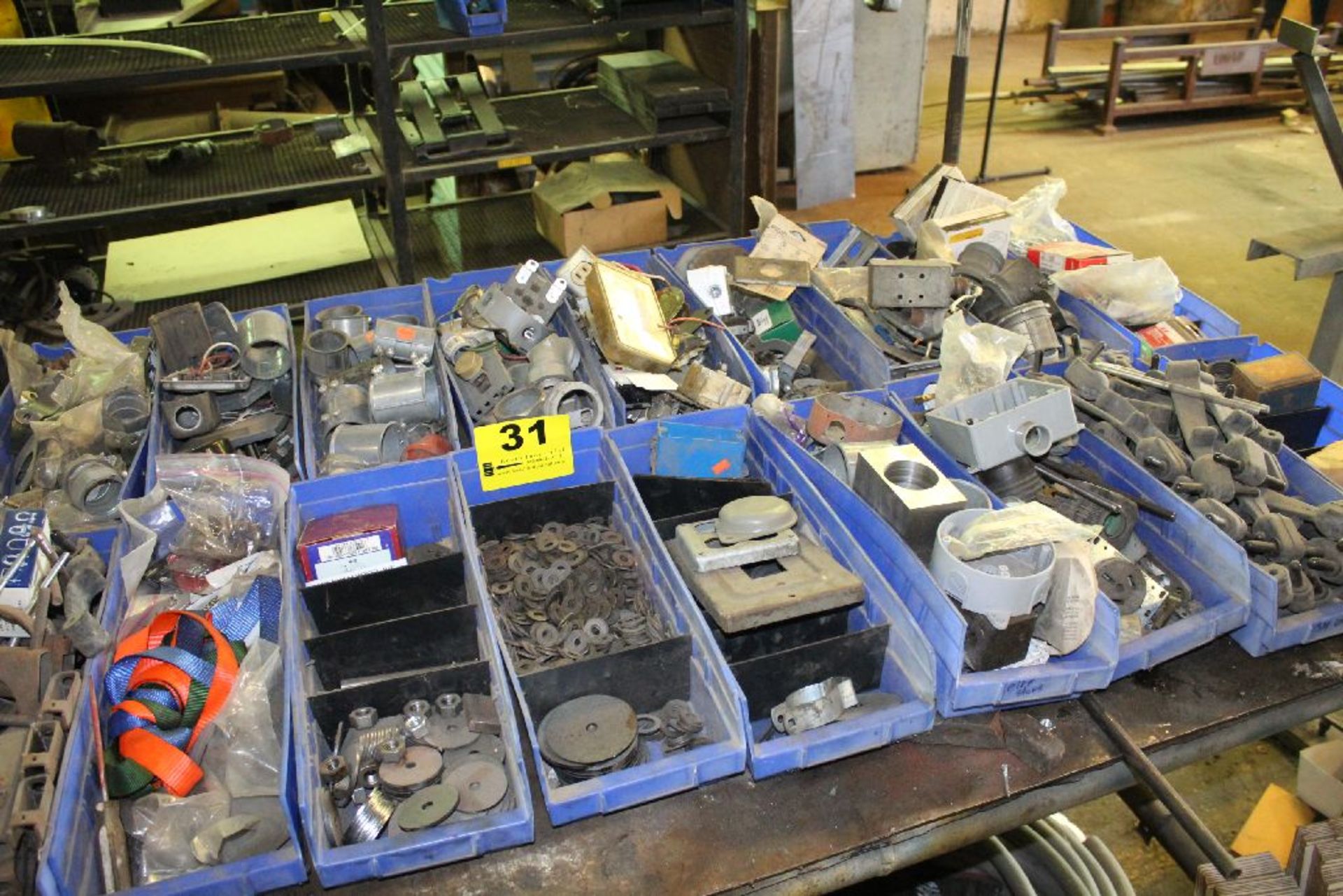 (18) BOXES OF HARDWARE ON TABLE