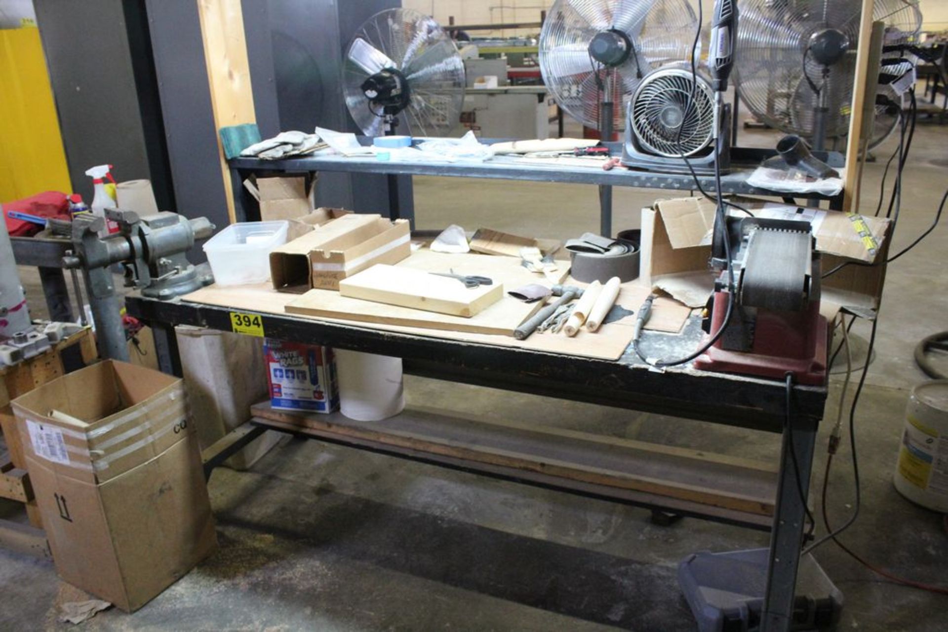 WORKBENCH WITH WOOD TOP AND SHELF-72" X 33" X 31"