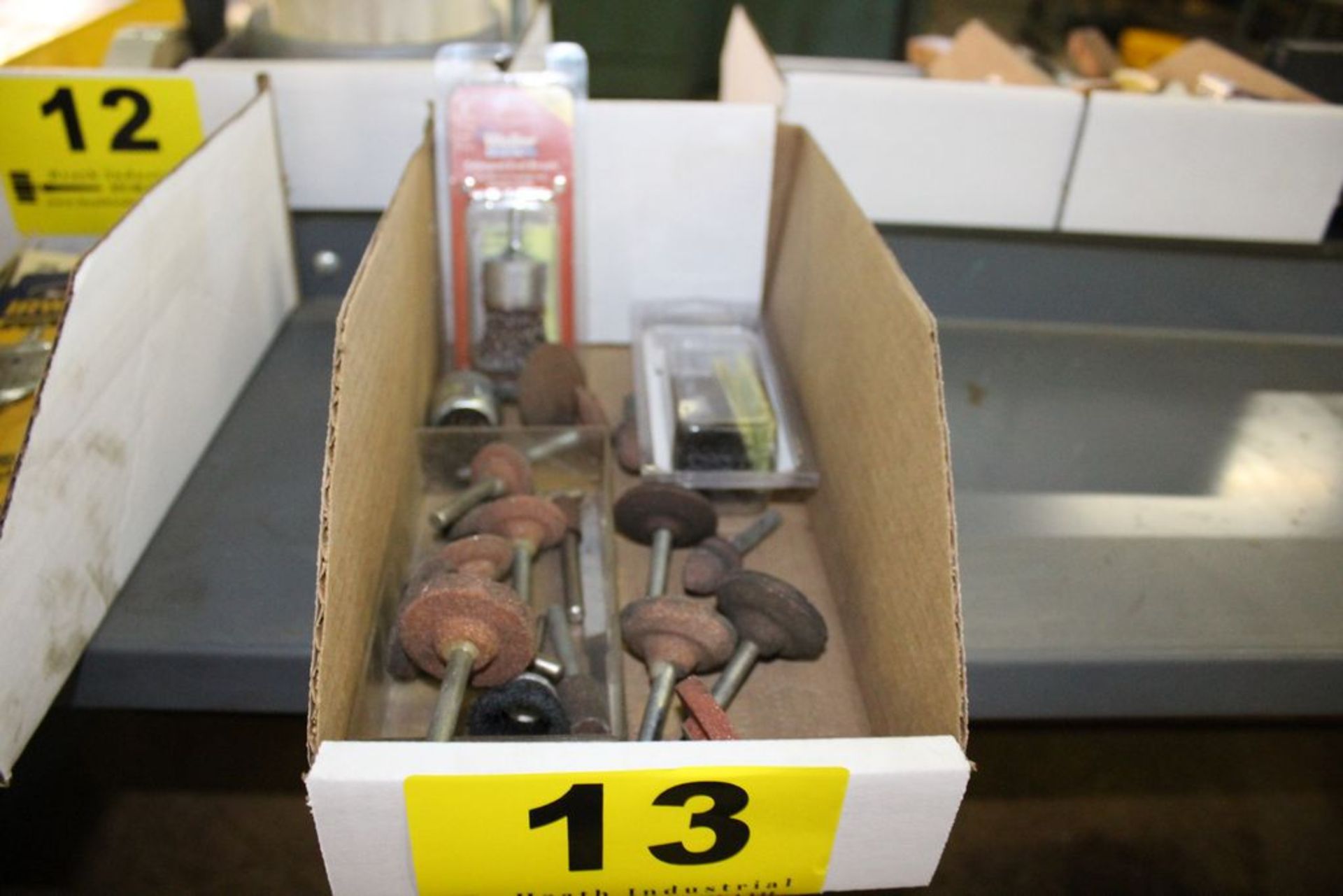 ASSORTED GRINDING WHEELS AND WIRE BRUSHES IN BOX