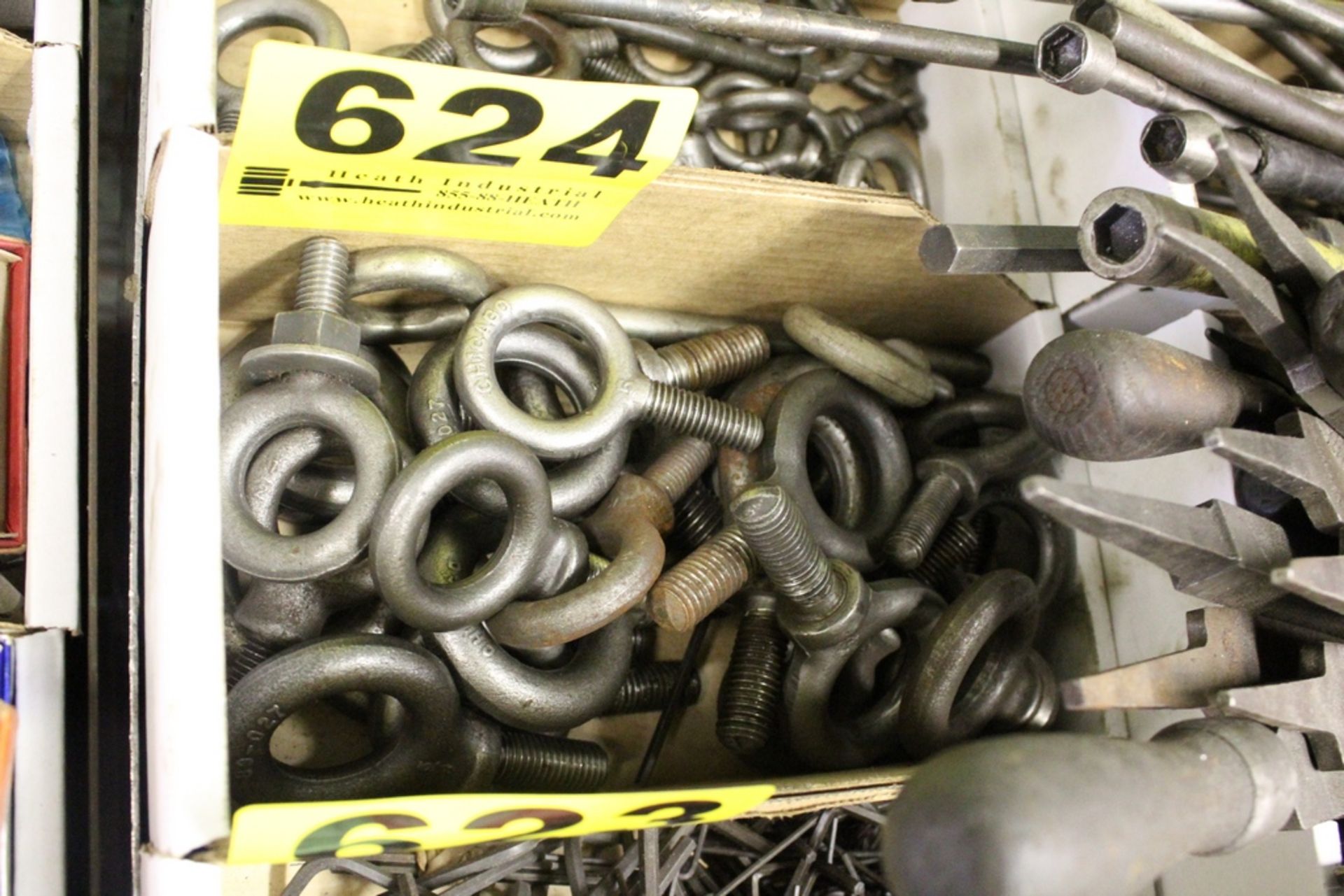 LARGE ASSORTMENT OF EYE BOLTS IN BOX