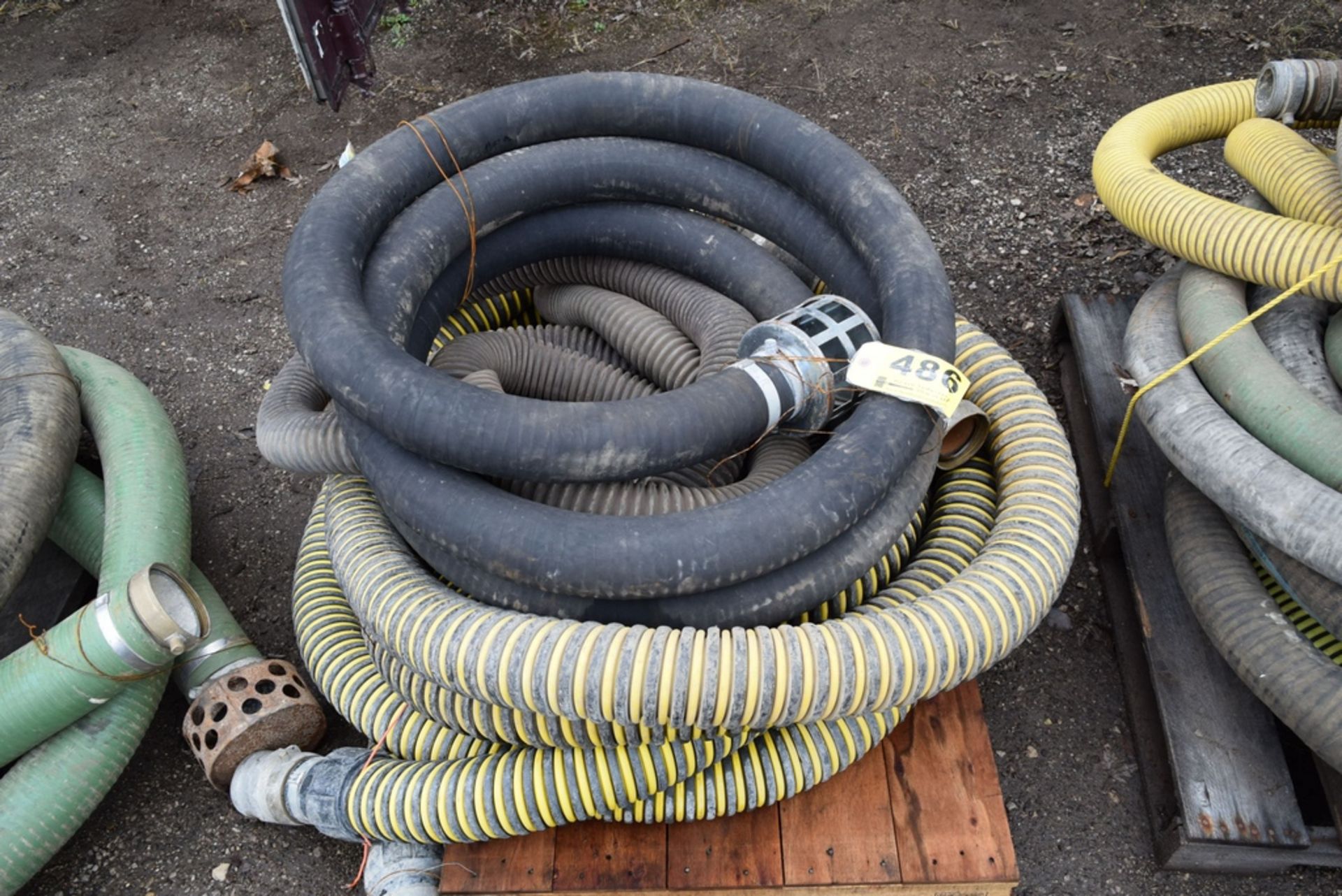 ASSORTED SIZED DISCHARGE HOSES ON ONE SKID