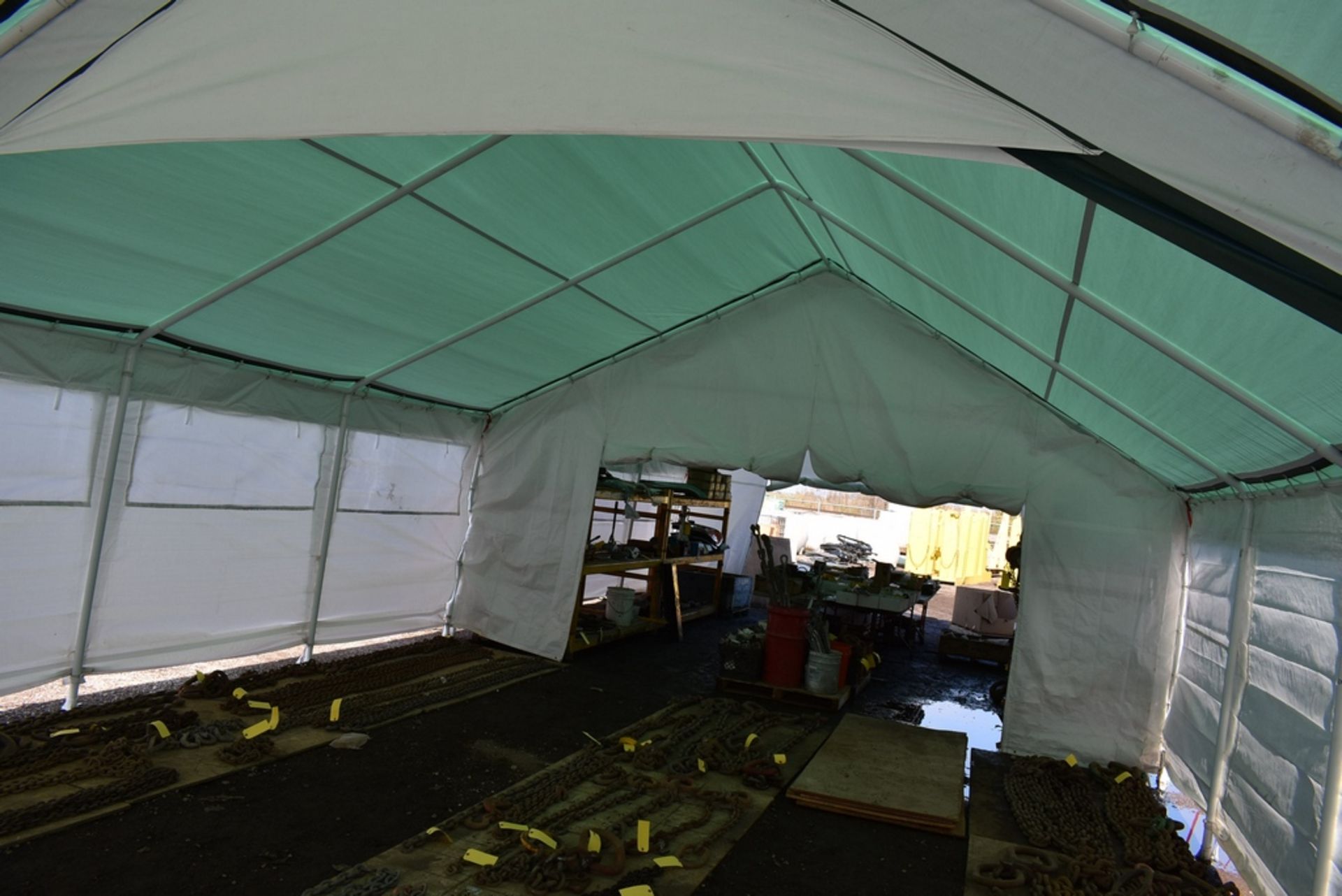 WEATHER FAST 20'X20'X12' EVENT TENTS W/FULL VALANCE FITTED COVER, 8 FOOT PLATES, 2" DIA. STEEL - Image 2 of 2