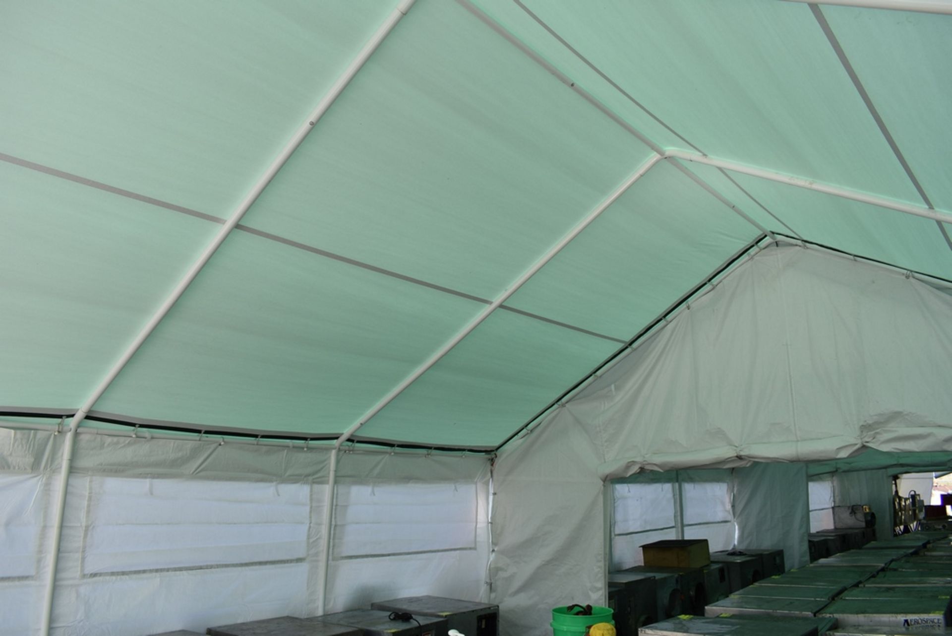 WEATHER FAST 20'X20'X12' EVENT TENTS W/FULL VALANCE FITTED COVER, 8 FOOT PLATES, 2" DIA. STEEL - Image 2 of 2