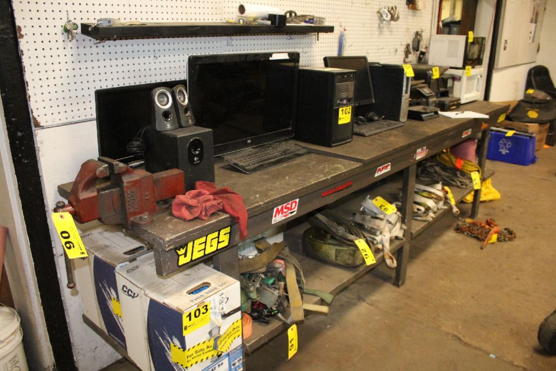 WORKBENCH WITH MORGAN 4" BENCH VISE, 36" X 128" X 28"