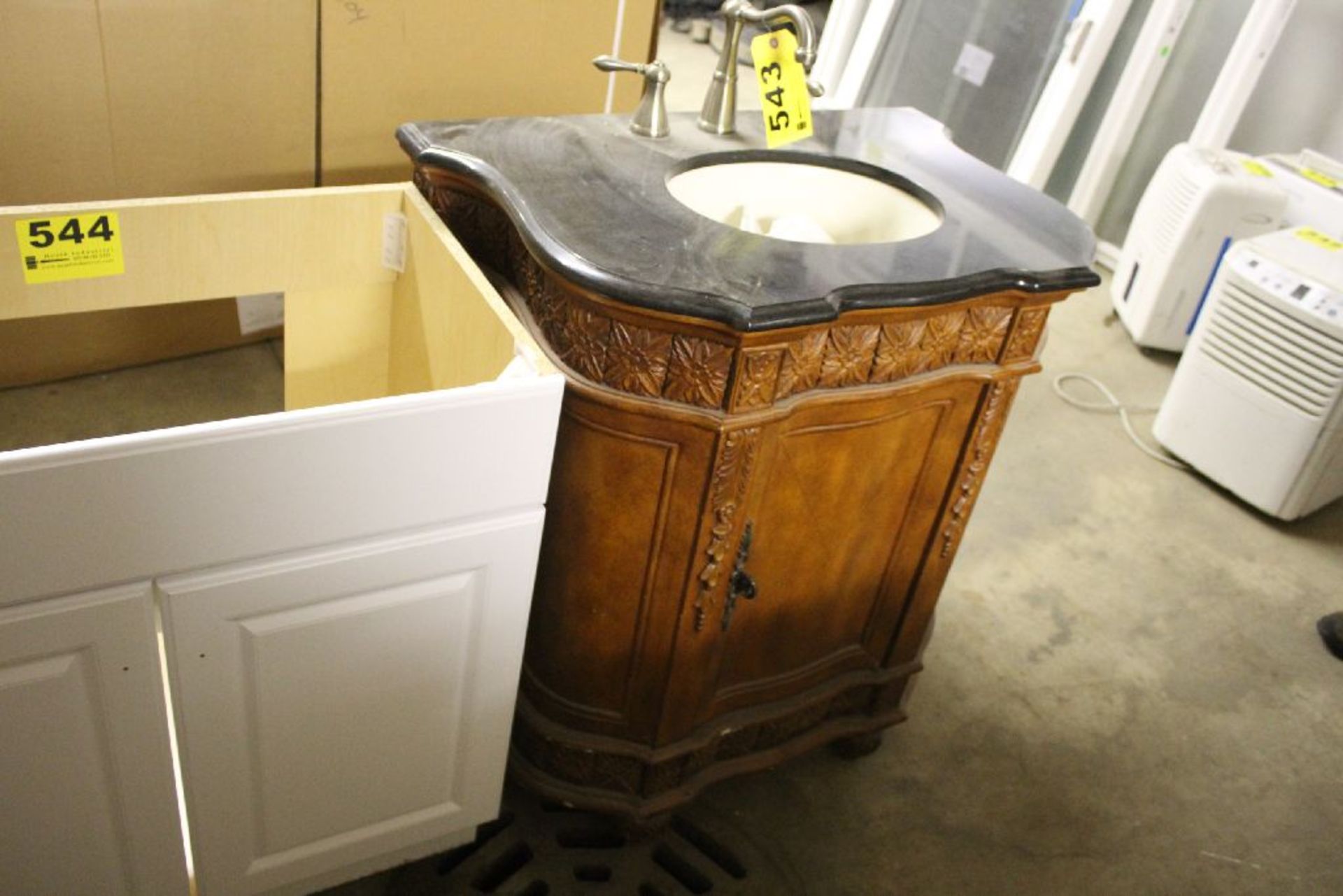 SINK WITH WOOD VANITY, 32" X 21"