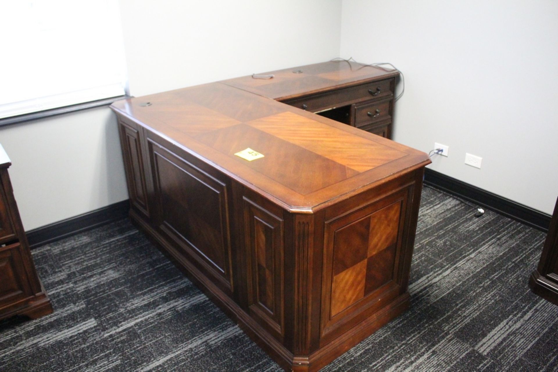 WOOD EXECUTIVE DESK - 31" X 67" X 30" AND 31" X 46" X 25"