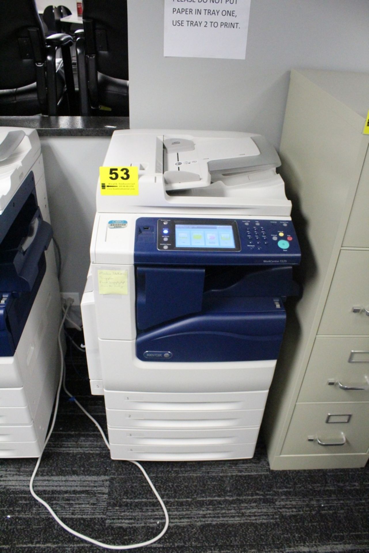 XEROX WORKCENTRE 7225 COLOR COPIER WITH FOUR PAPER TRAYS, 81,0000 BLACK IMPRESSIONS, 60,000 COLOR