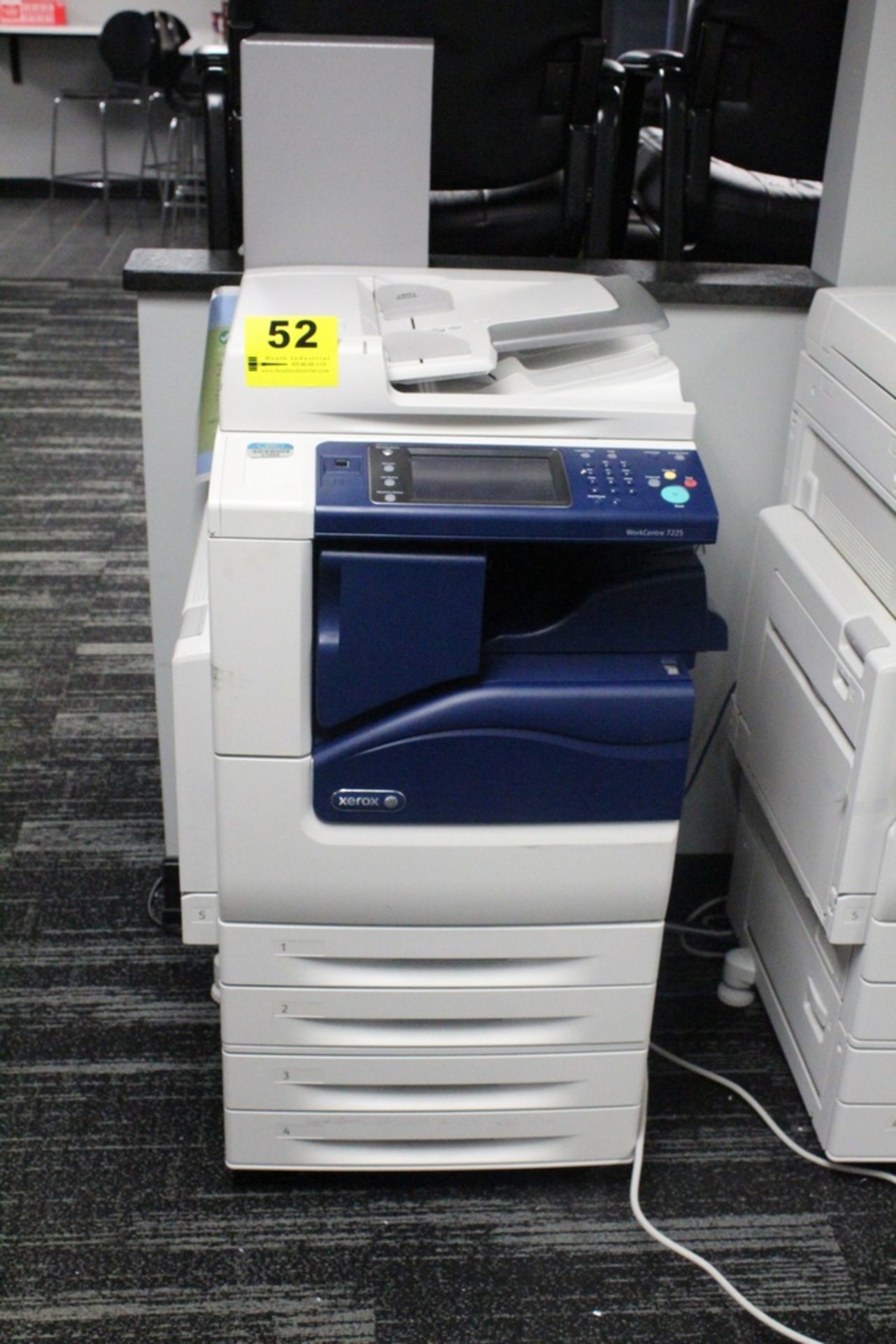 XEROX WORKCENTRE 7225 COLOR COPIER WITH FOUR PAPER TRAYS, 43,0000 BLACK IMPRESSIONS, 53,000 COLOR