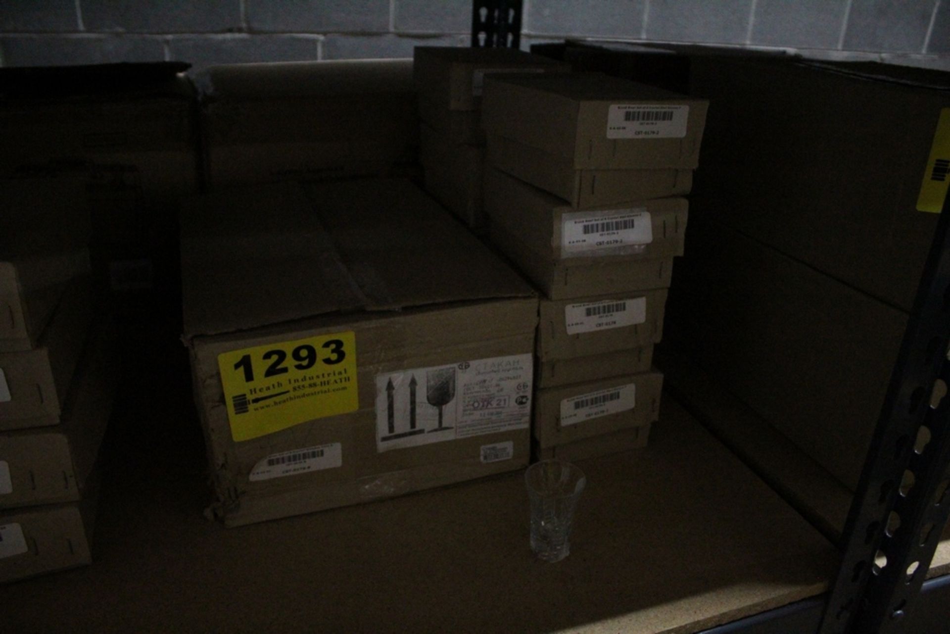 (1) CASE AND (8) BOXES OF CTAKAH CRYSTAL SHOT GLASSES, MODEL CST-0179