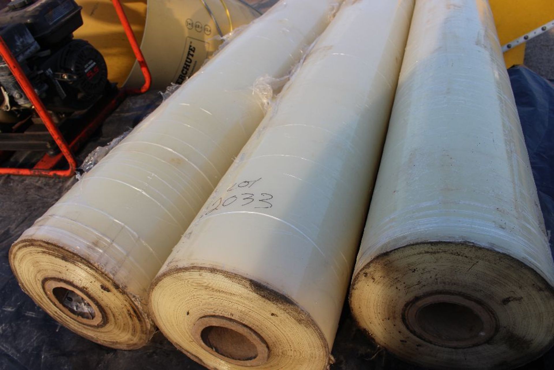 Rolls of shrink wrap.