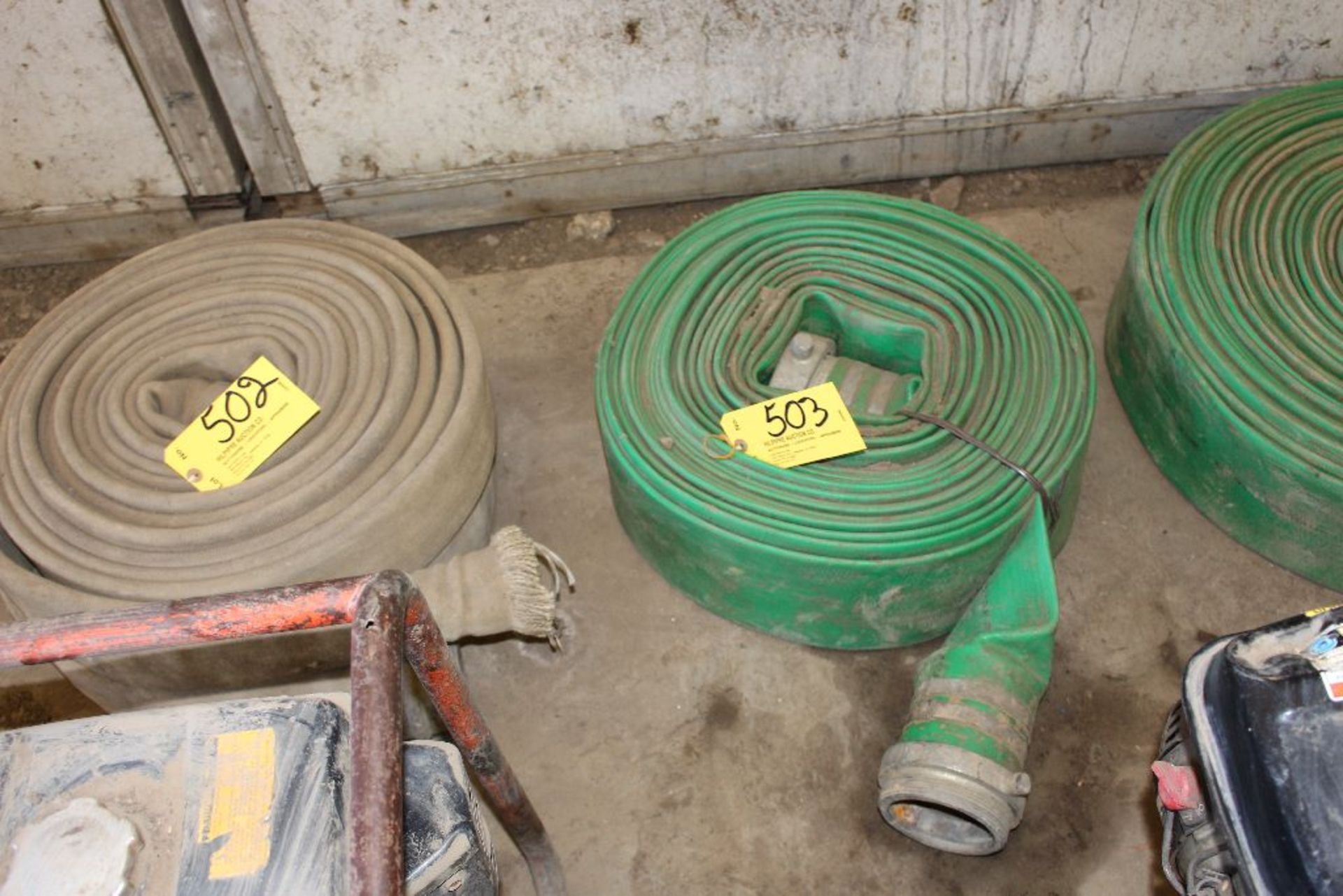 Discharge hoses, 50ft, green.