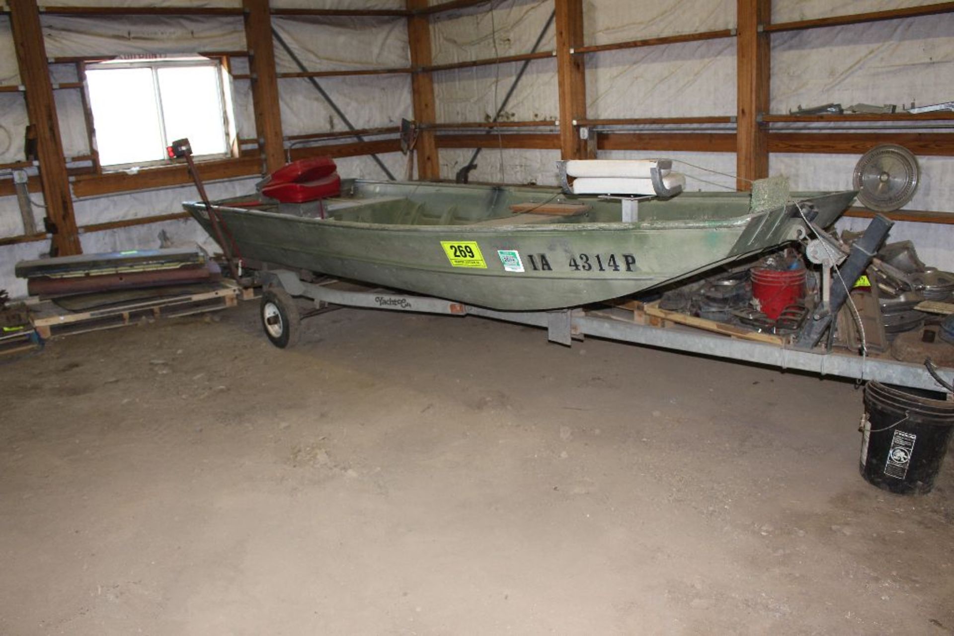 1993 Lowe flat bottom boat, 14', single axle Yacht Club trailer!