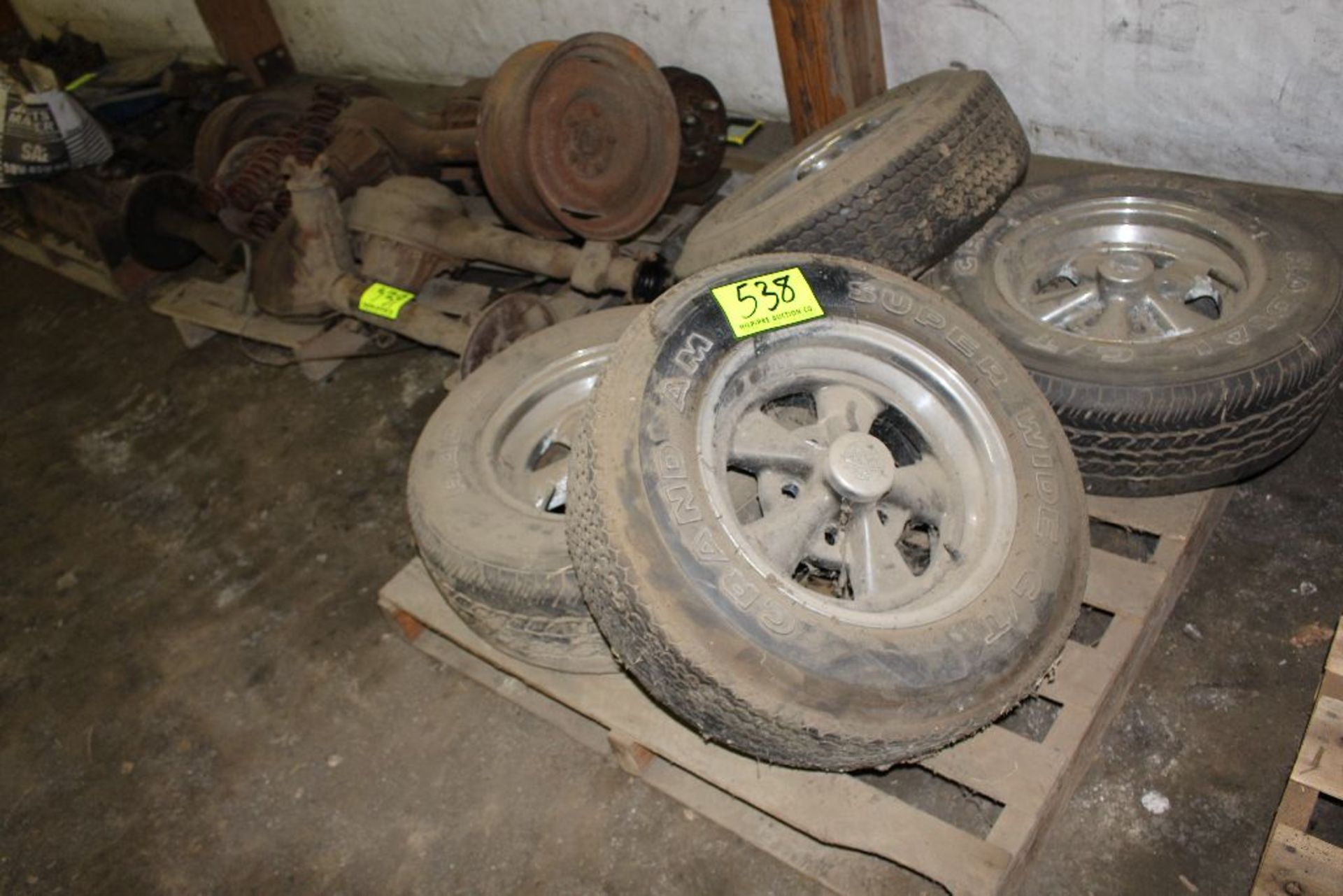 Pallet Mustang parts, tires- radial C/T, with Crager ss rims.