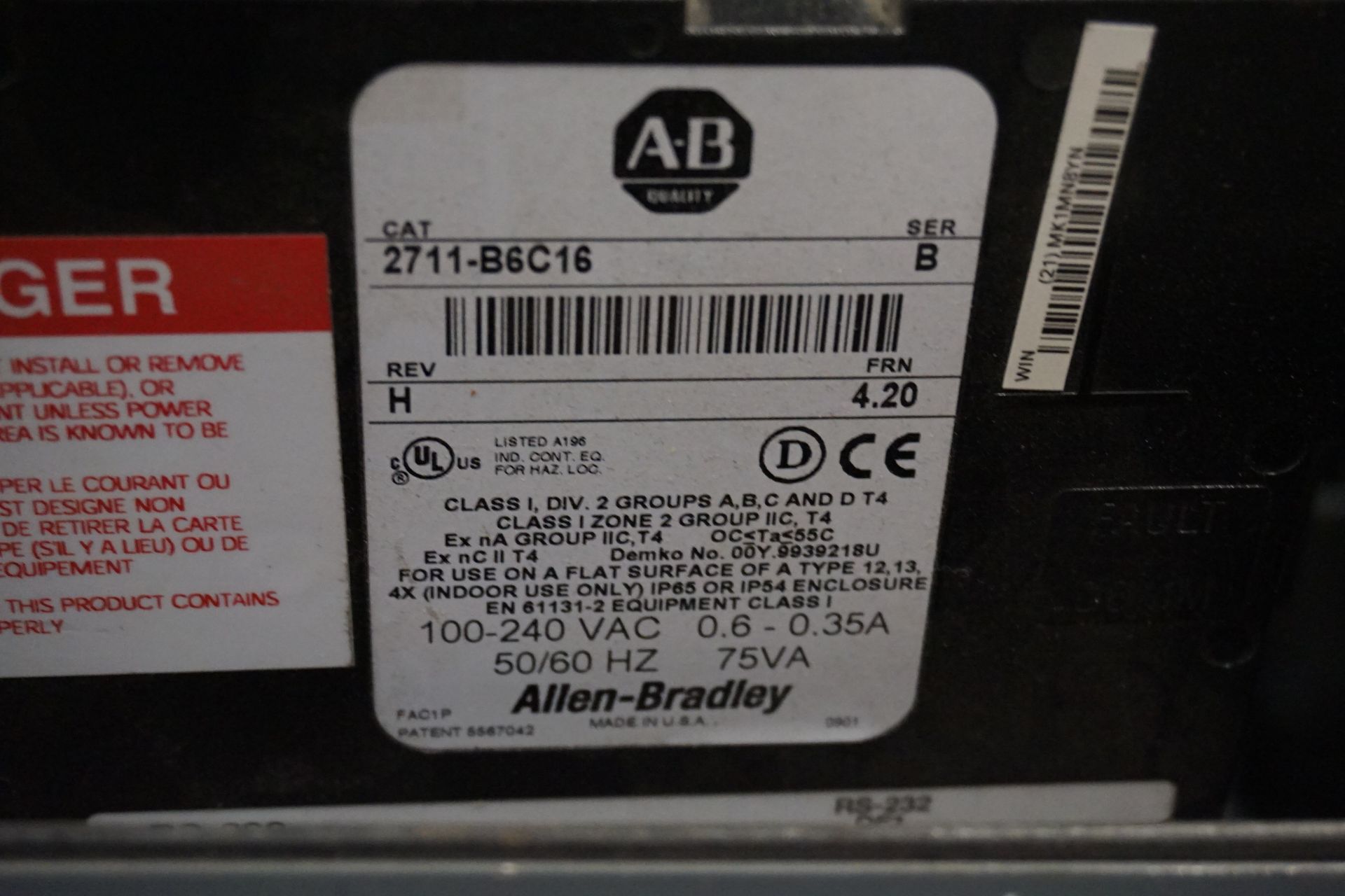 Lot of Allen Bradley Model Panelview 600 Touch Screens - Image 2 of 5