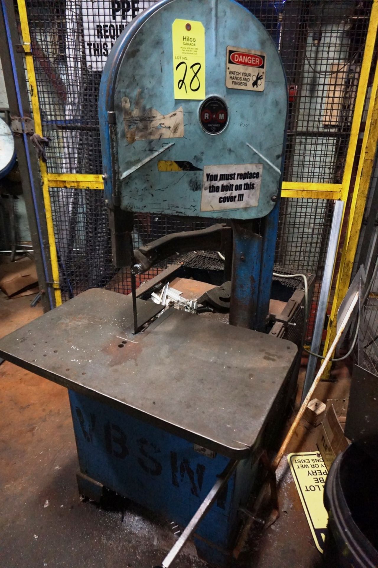 RA Machines Model V550 Roll-in Band Saw