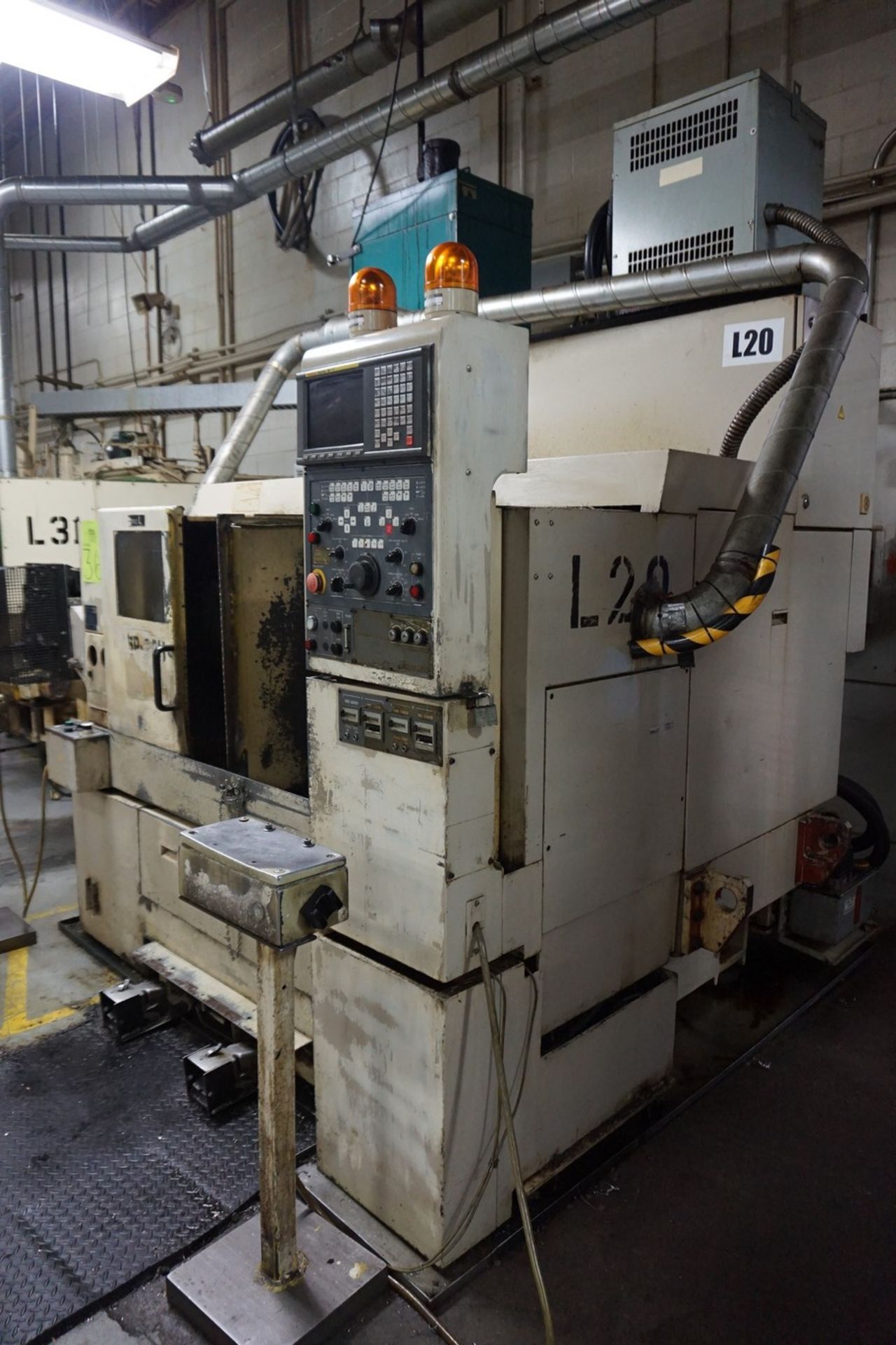 Okuma-Howa Model 2SP-20H CNC Lathe, c/w Fanuc Series 18-TT Controller, Chip Conveyor, Transformer - Image 7 of 7