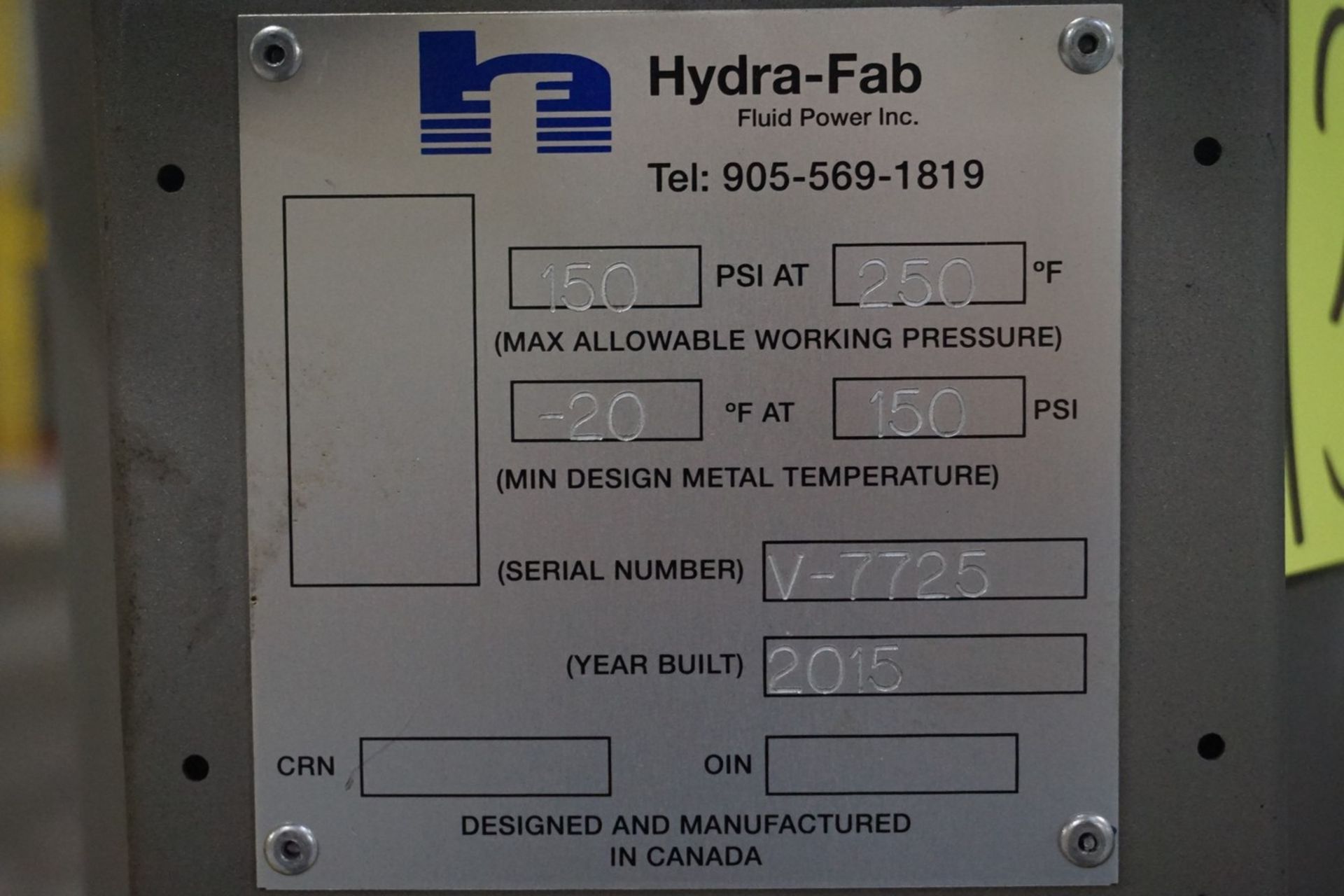Hydra-Fab Fluid Power, 150 Psi Cylinder - Image 2 of 2