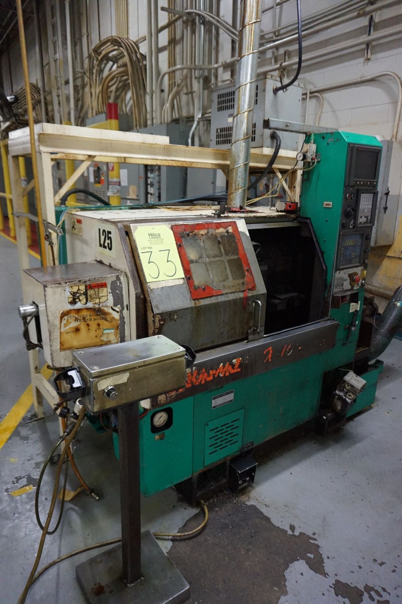 Takamatsu Model X10 CNC Lathe 200/220V c/w Chip Conveyor, Transformer