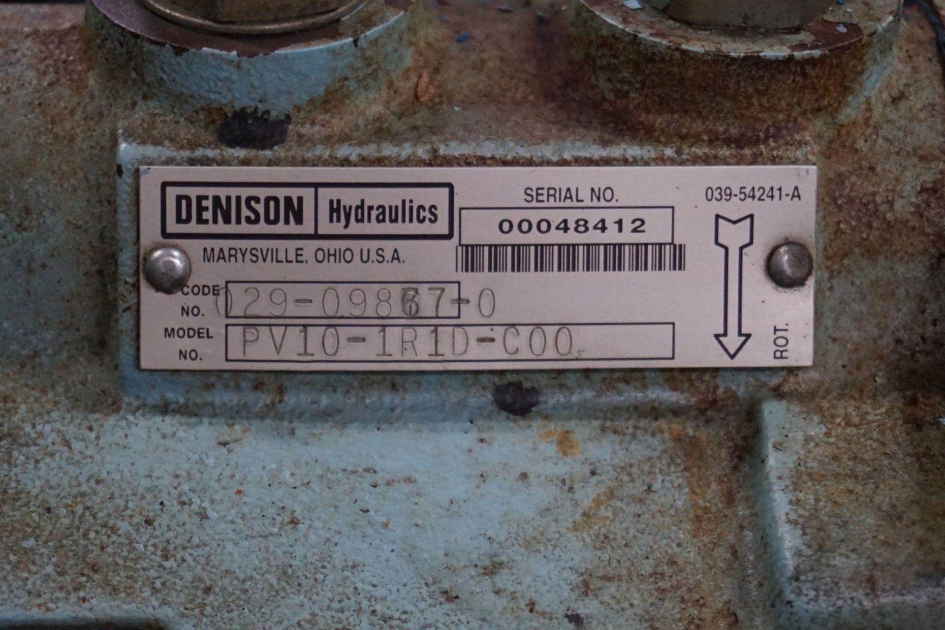 Electric Motor with Denison Hydraulics Model PV10-1R10-C00 Pump - Image 2 of 2