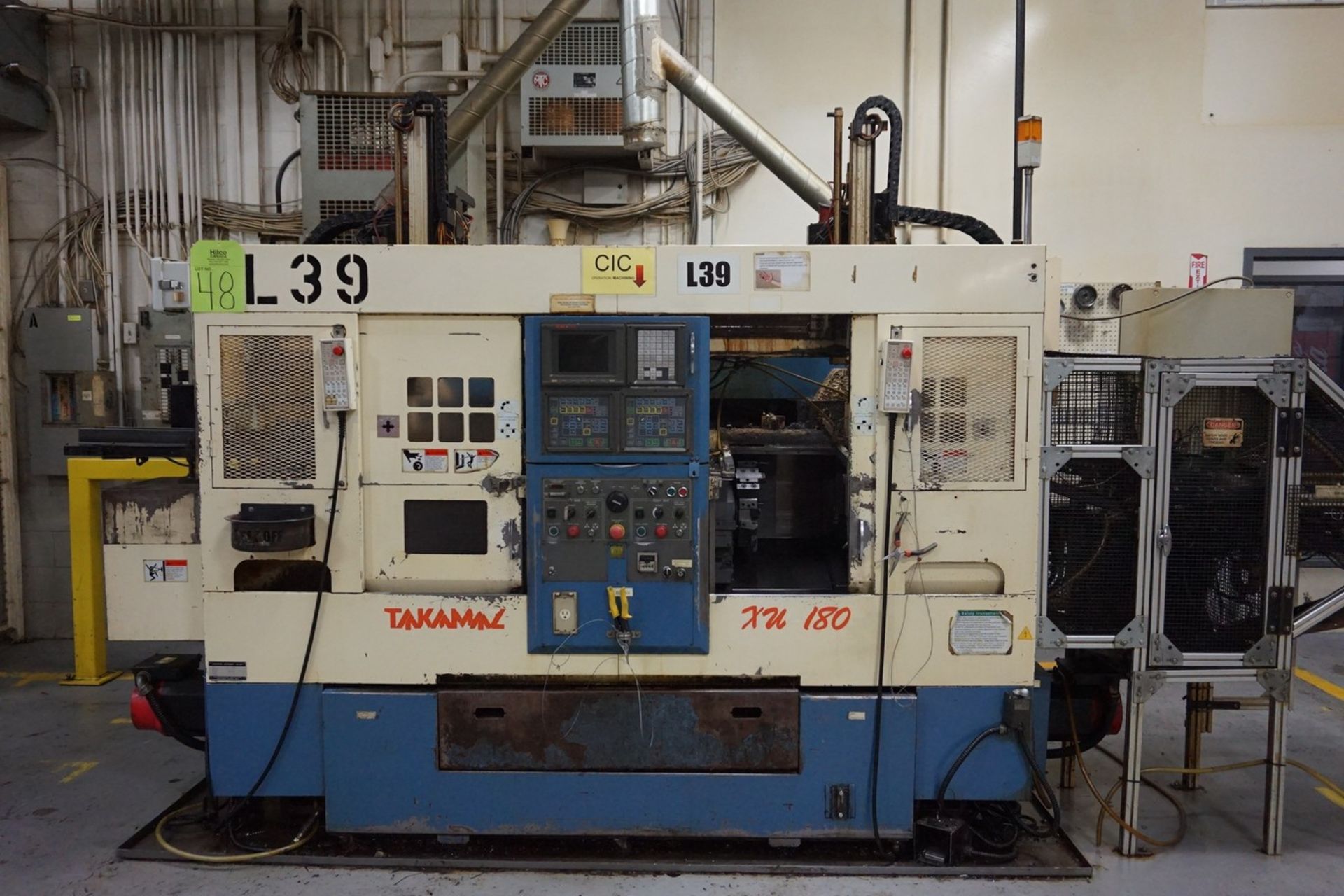 Takamatsu Model XW180 2SP CNC Lathe 200/220V c/w Transformer, Conveyor System