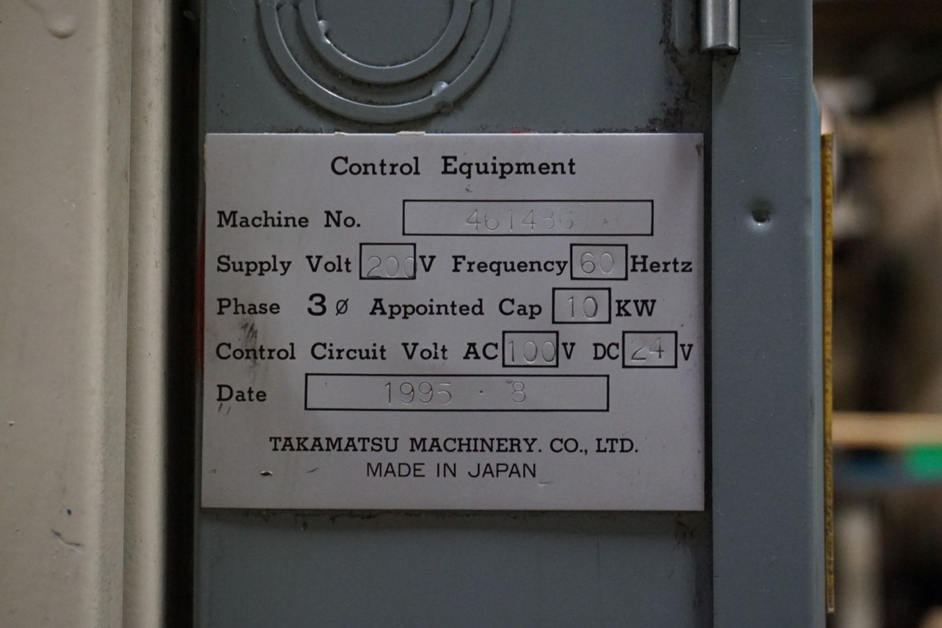 Takamatsu Model MT CNC Lathe 200/220V c/w Transformer (L66) - Image 7 of 7