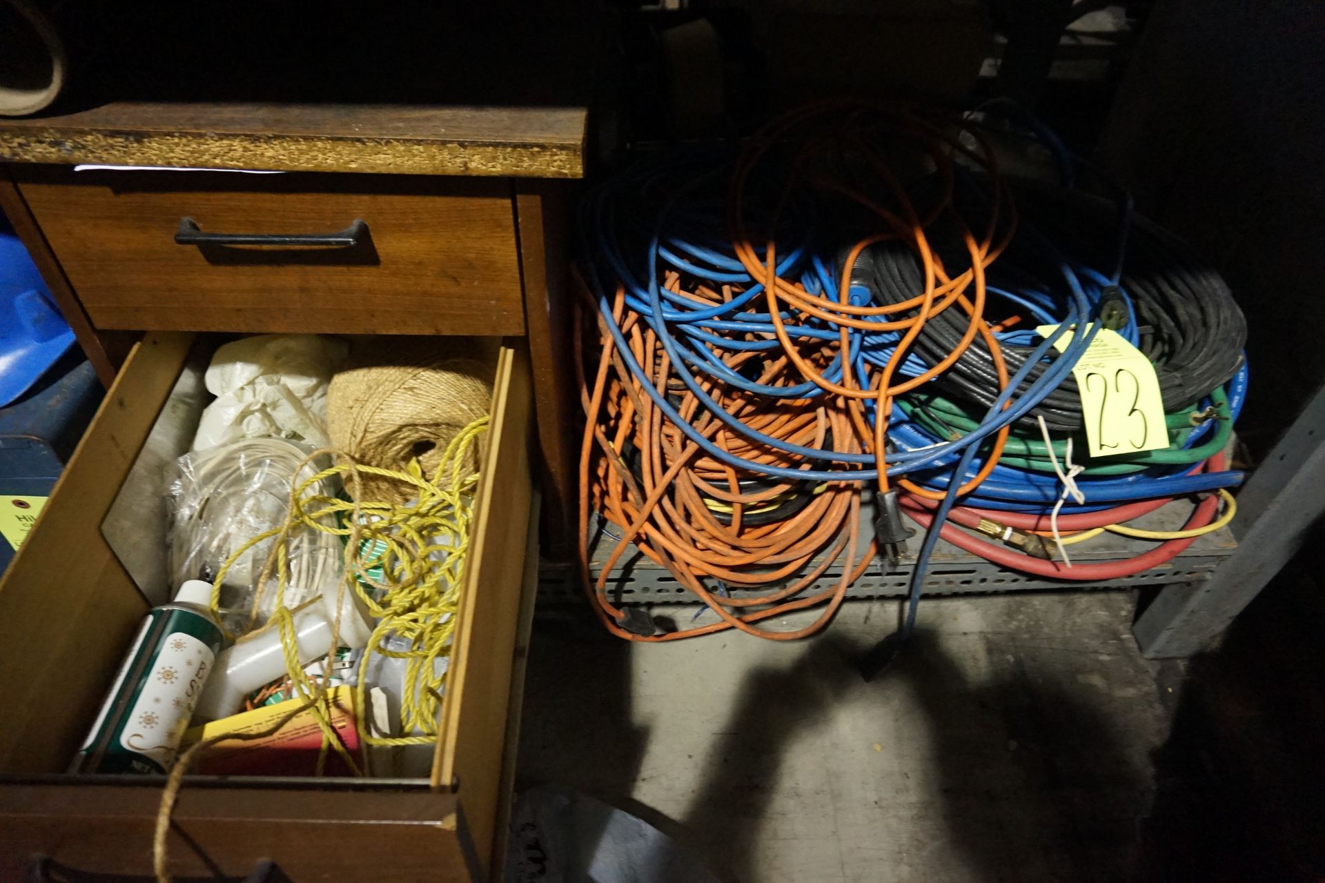 Asst. Electrical Cable, Hard Hats & Tool Box