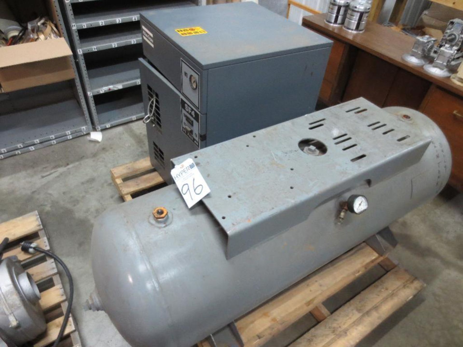 Atlas Copco air compressor and tank 5hp 14.2 cfm air delivery Mfg. date 1999
