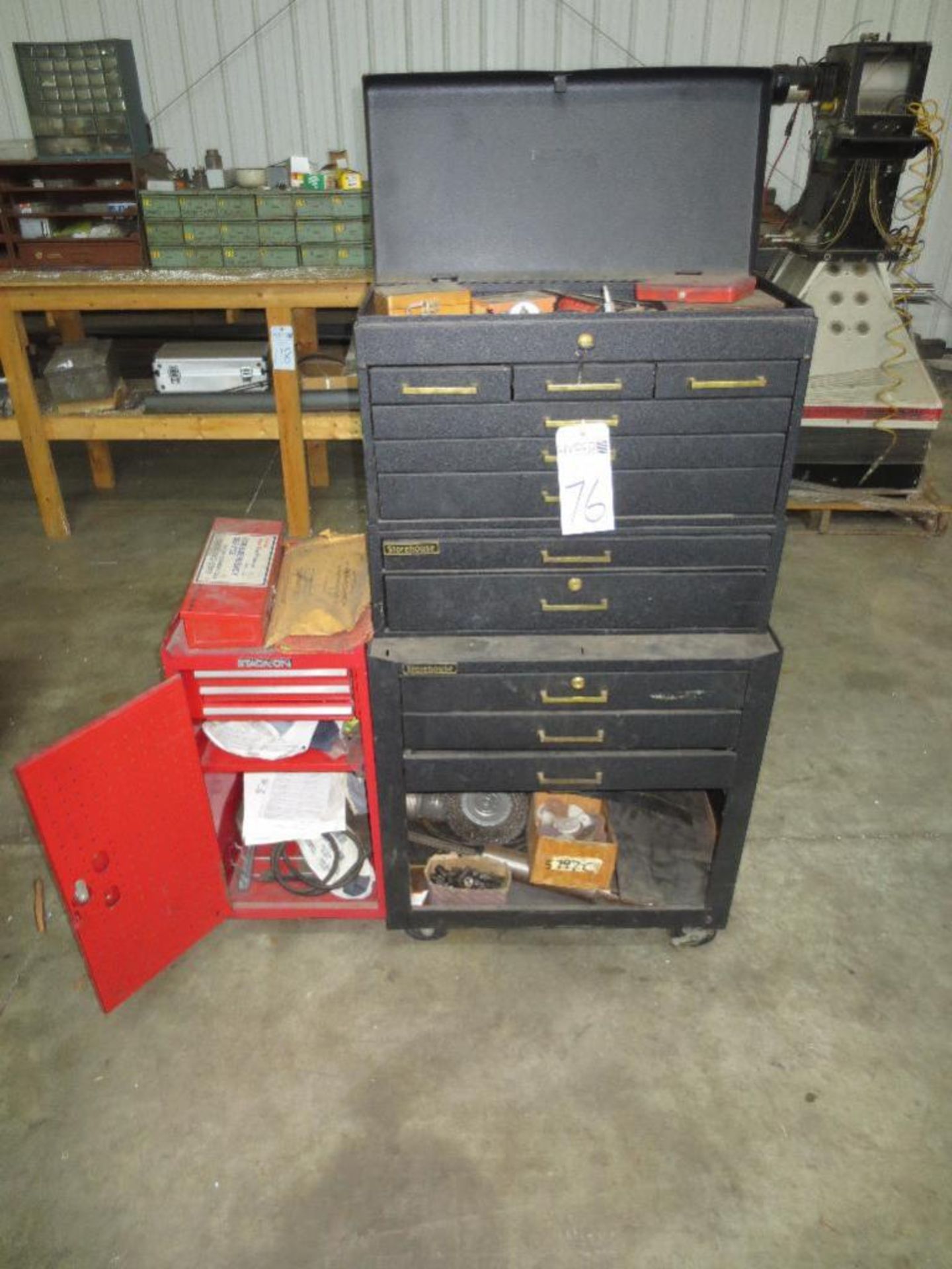 Storehouse tool box with small quantity of assorted contents