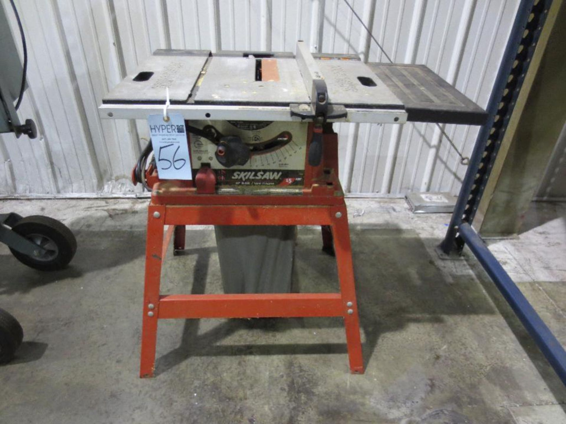 Skilsaw table saw, 10in blade, angles up to 45 degrees, 17in x 27in work surface, dust bag collector