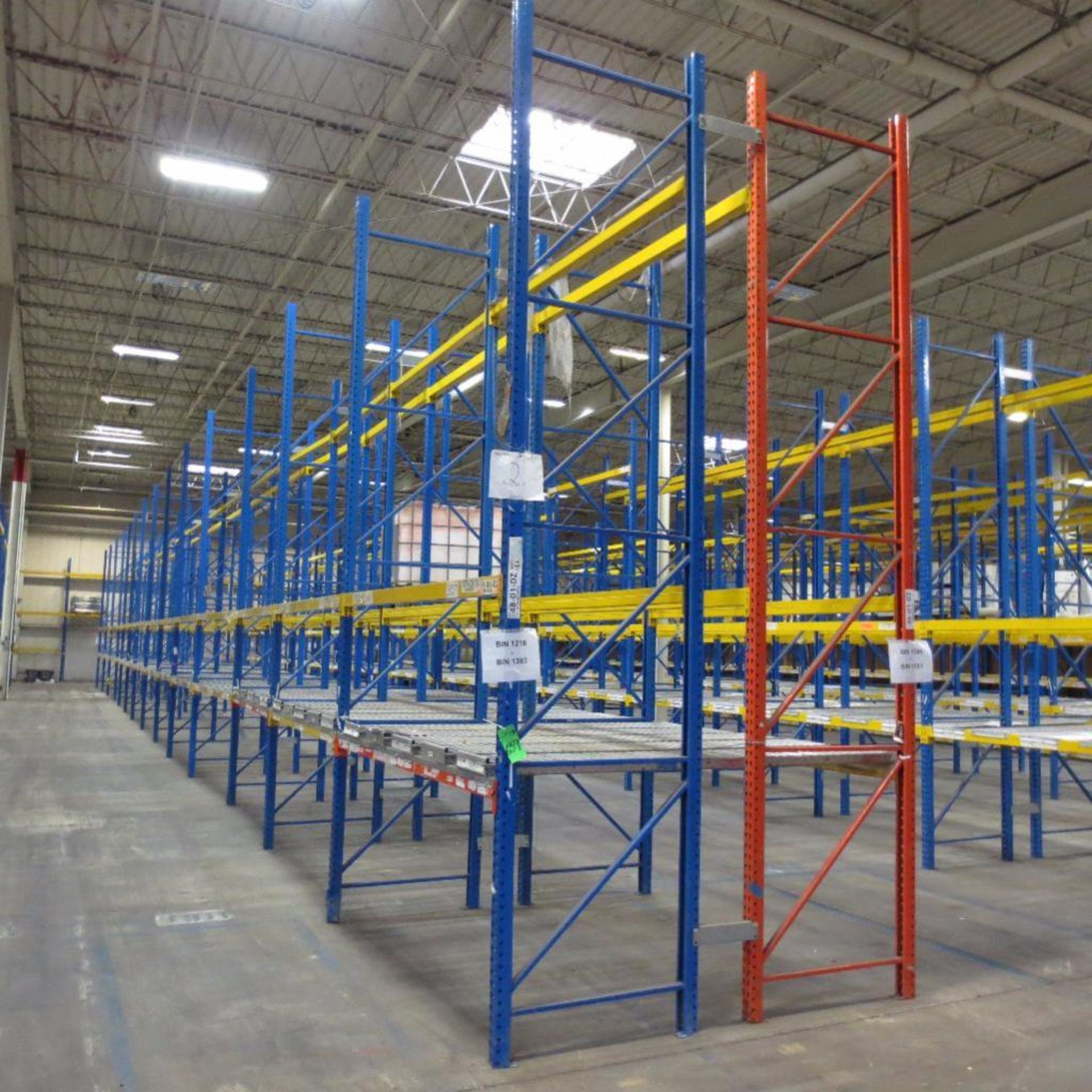 (28) Section of Pallet Racking, (30) Legs 16' X 42", Apx. 111 Cross Beams 8', (70) Pallet Roller Con
