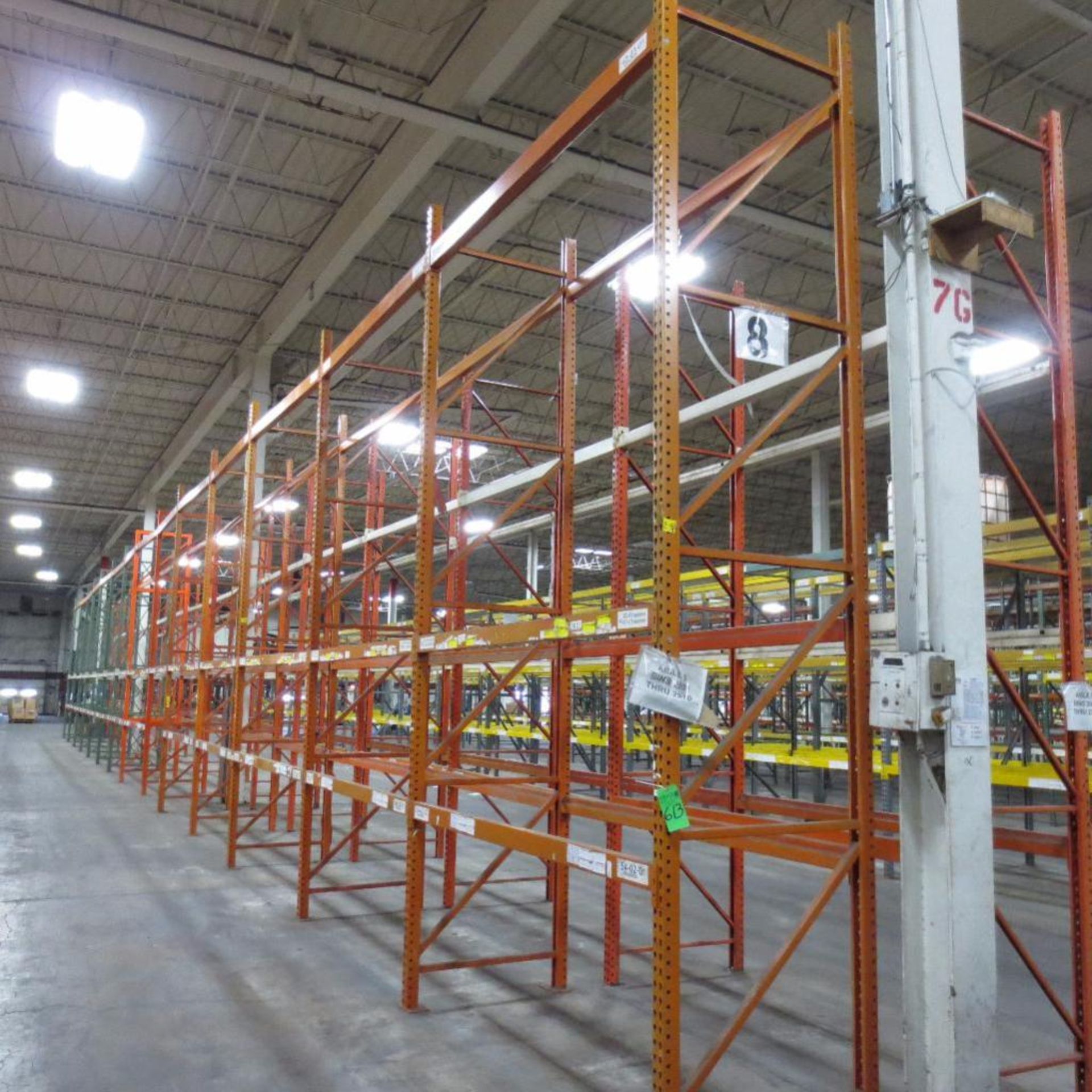 (28) Section of Pallet Racking, (30) Legs 16' X 42", Apx. 56 Cross Beams 99"