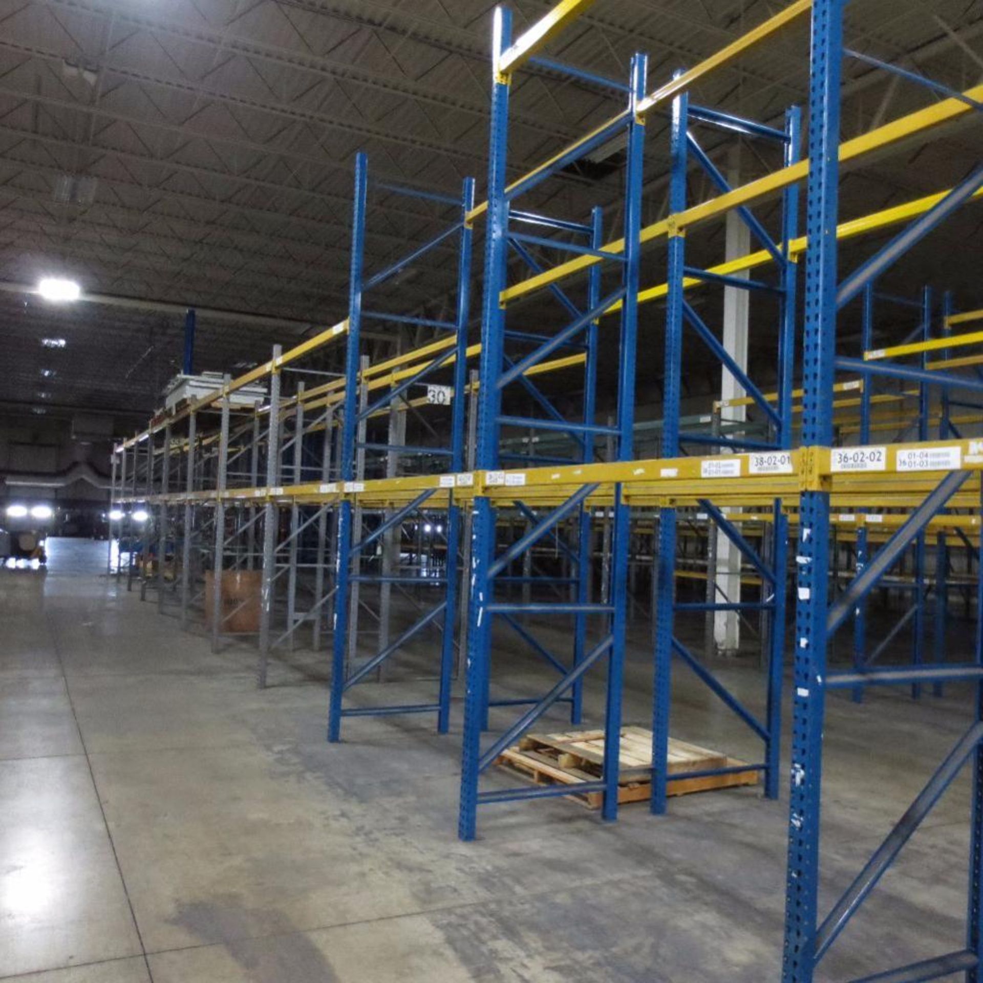 (40) Section of Pallet Racking, (28) Legs 16' X 42", (16) 12' X 42, Apx. 142 Cross Beams 8'