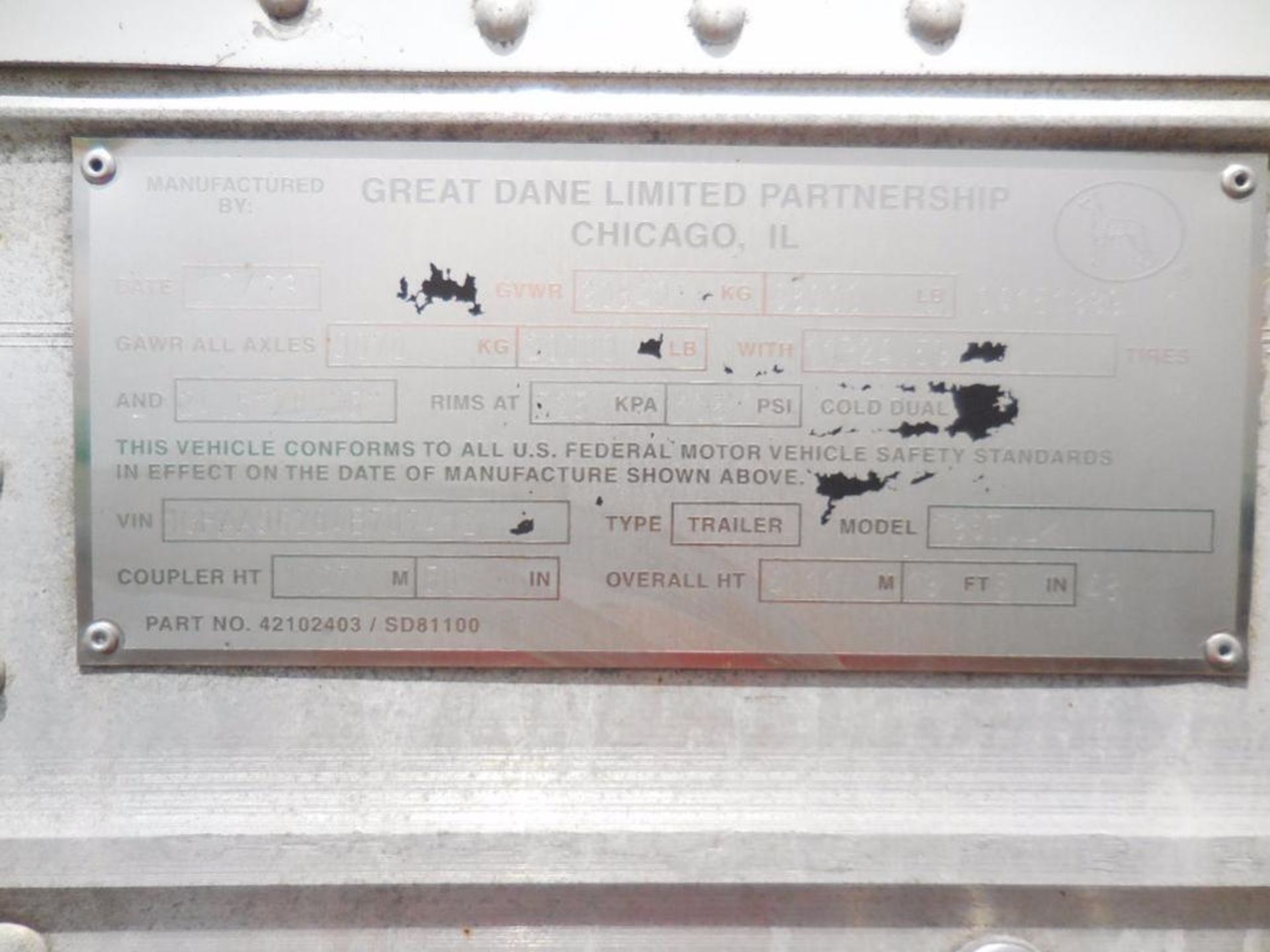 2004 Great Dane 48' Dry Trailer, VIN# 1GRAA96284B707412, Unit 101 - Image 16 of 16