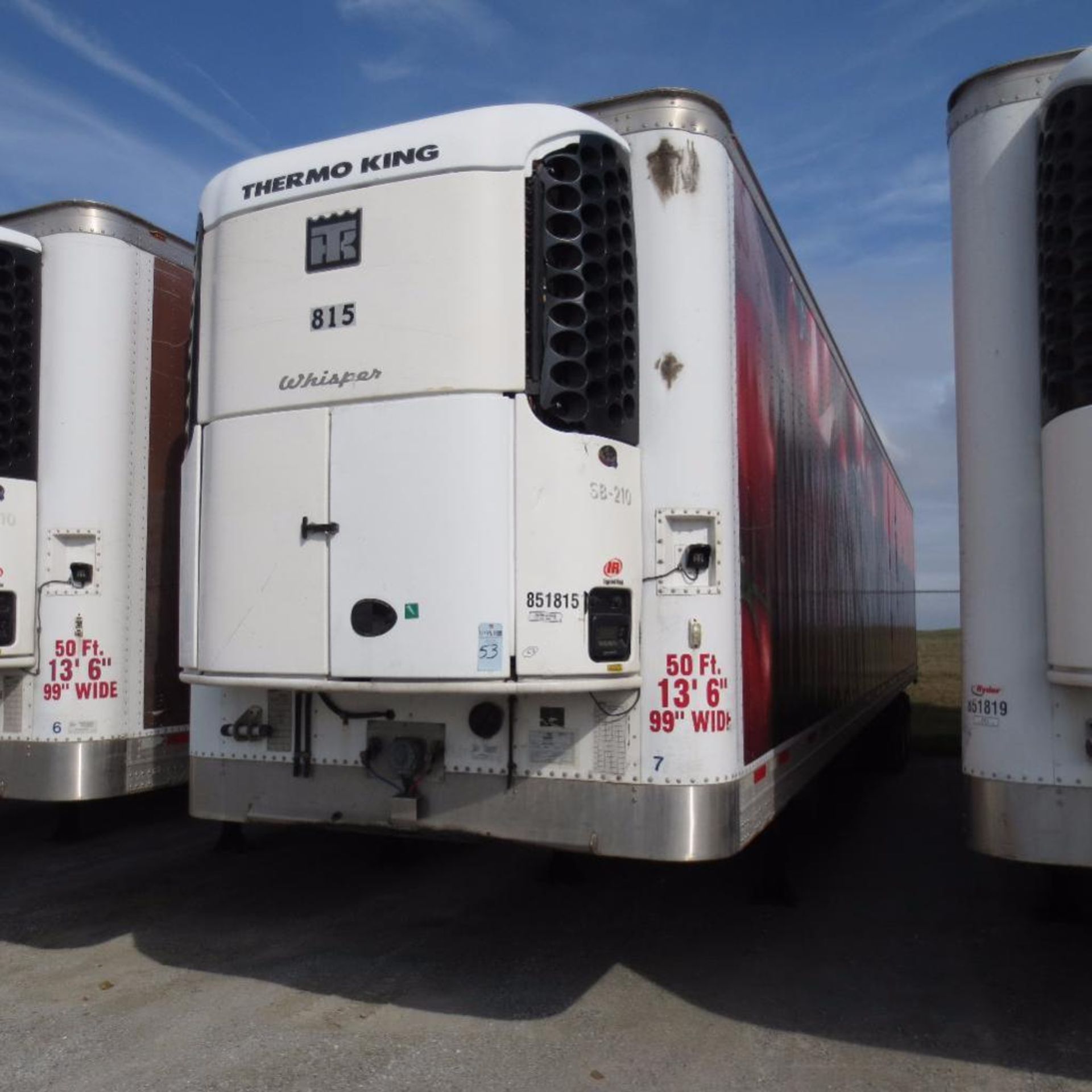 Wabash 50' Reefer Trailer, 13' 6" Hight, 99" Wide, Year 2008, Vin 1JJV512WX8L103121, Rider # 851815,