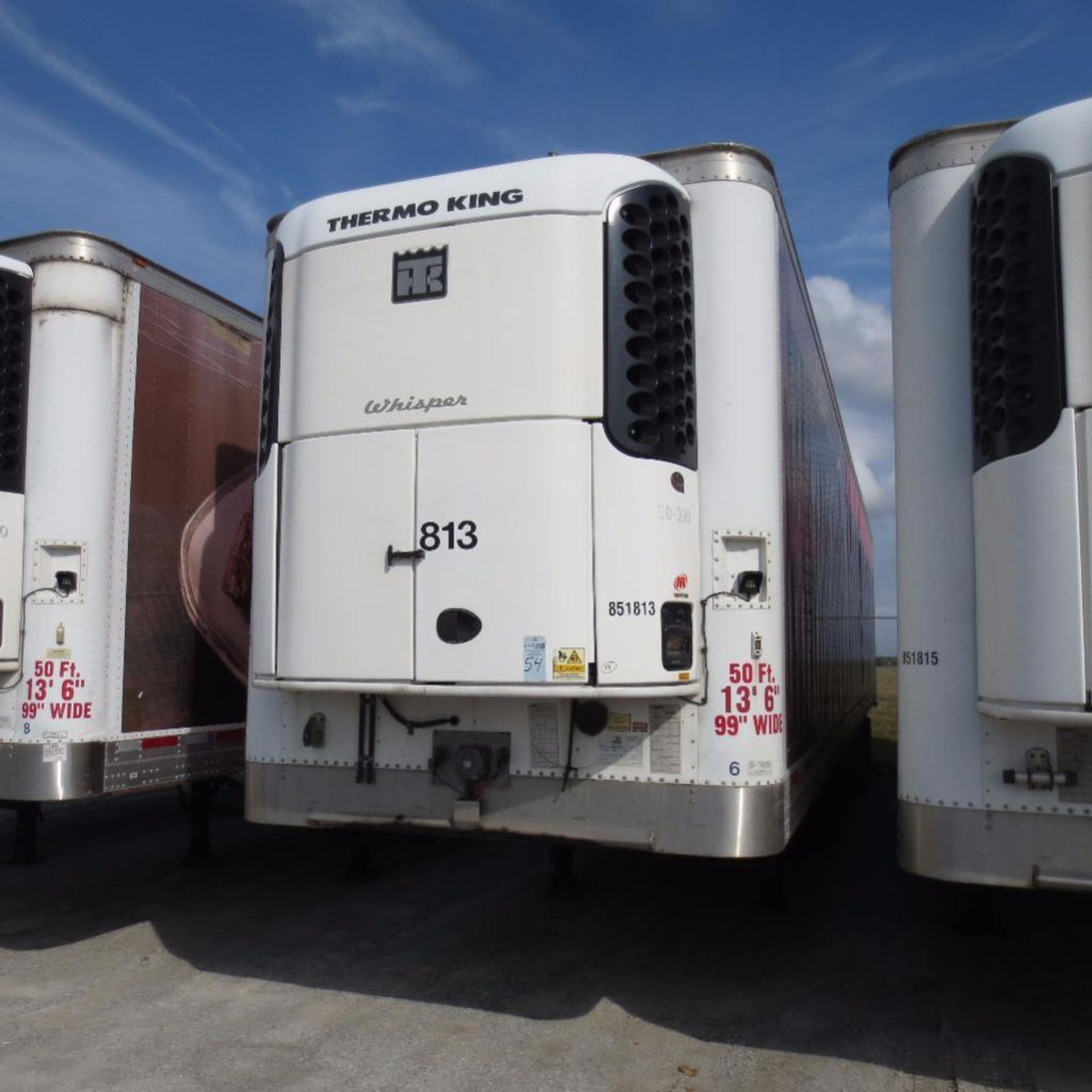 Wabash 50' Reefer Trailer, 13' 6" Hight, 99" Wide, Year 2008, Vin 1JJV512W18L103119, Rider # 851813,