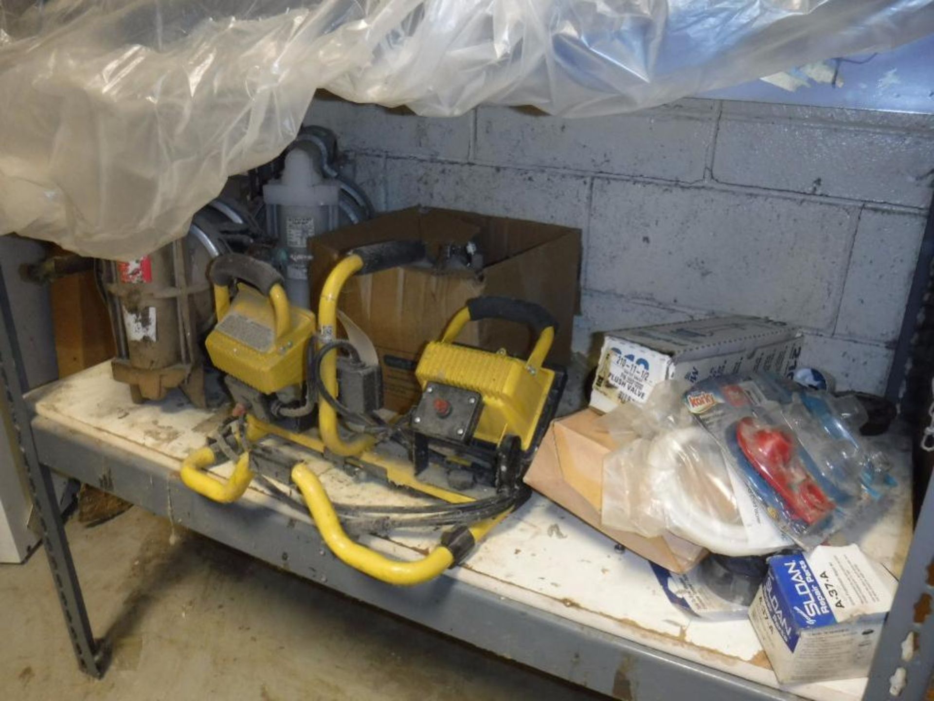 (3) Gray Shelf Units with Contents-Lights, Pump, Electric Box, Sprayers, Fans, Hose, etc. (2) Gear B - Image 11 of 12