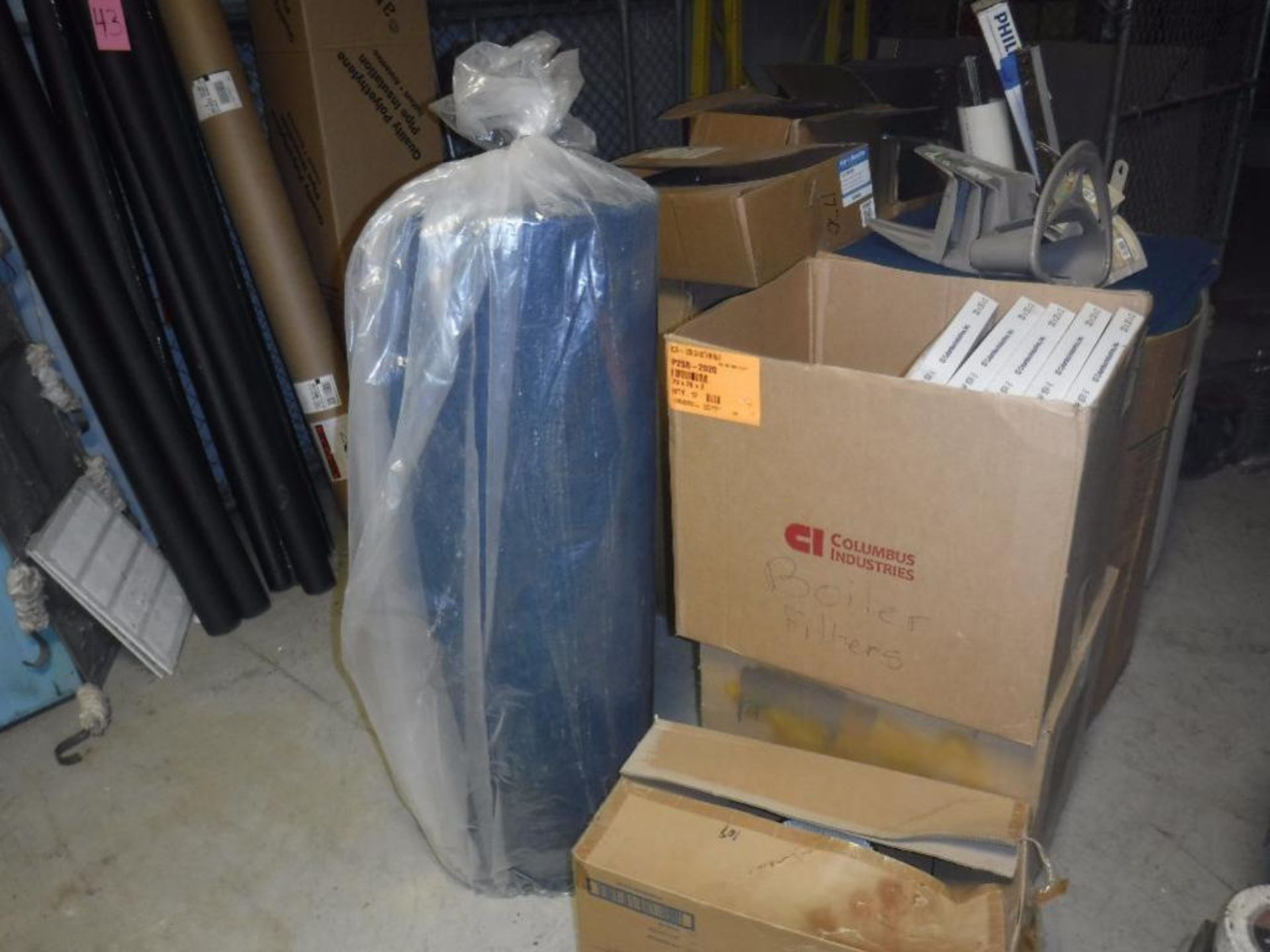 Boxes of Filters, Foam, Pipe Insulation, Hose Hangers, Hose, Blue Metal Shelf - Image 3 of 3