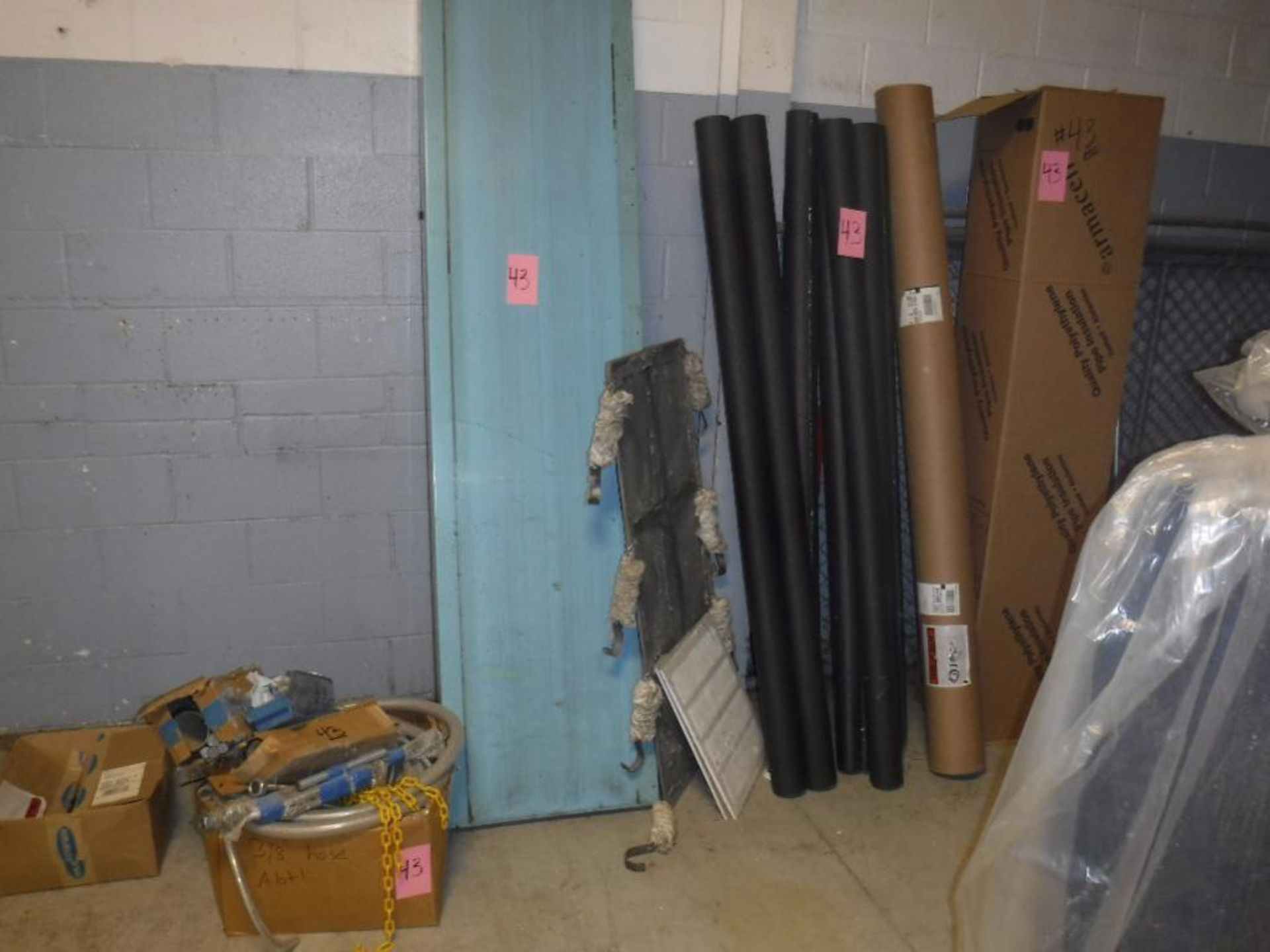 Boxes of Filters, Foam, Pipe Insulation, Hose Hangers, Hose, Blue Metal Shelf - Image 2 of 3