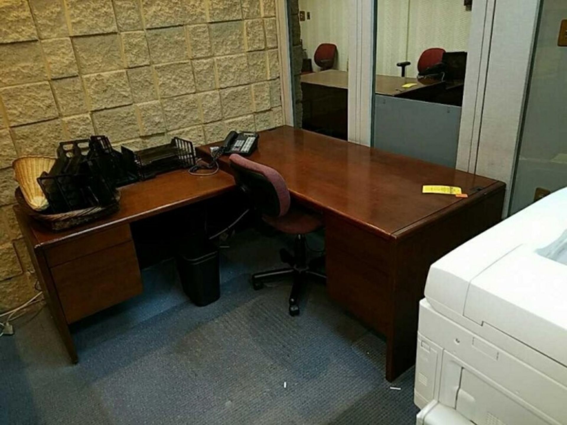 Office furniture includes L-shaped desk, chair - Image 3 of 9