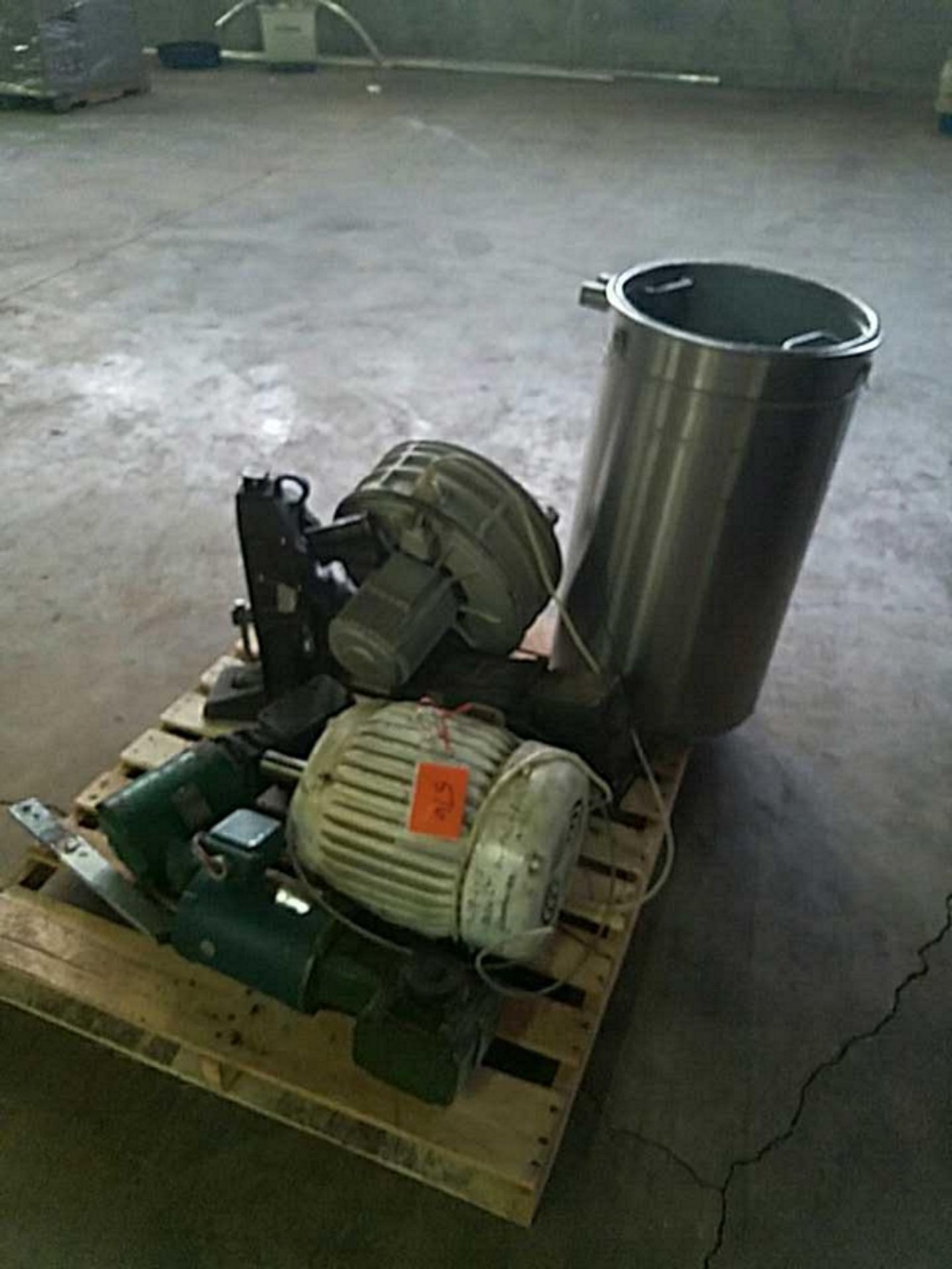 Pallet of motors and parts and a number 22 Jack