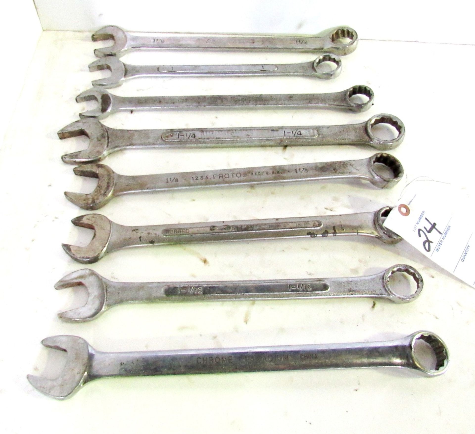 (8) Assorted Size 1" - 1-1/4" Combination Wrenches