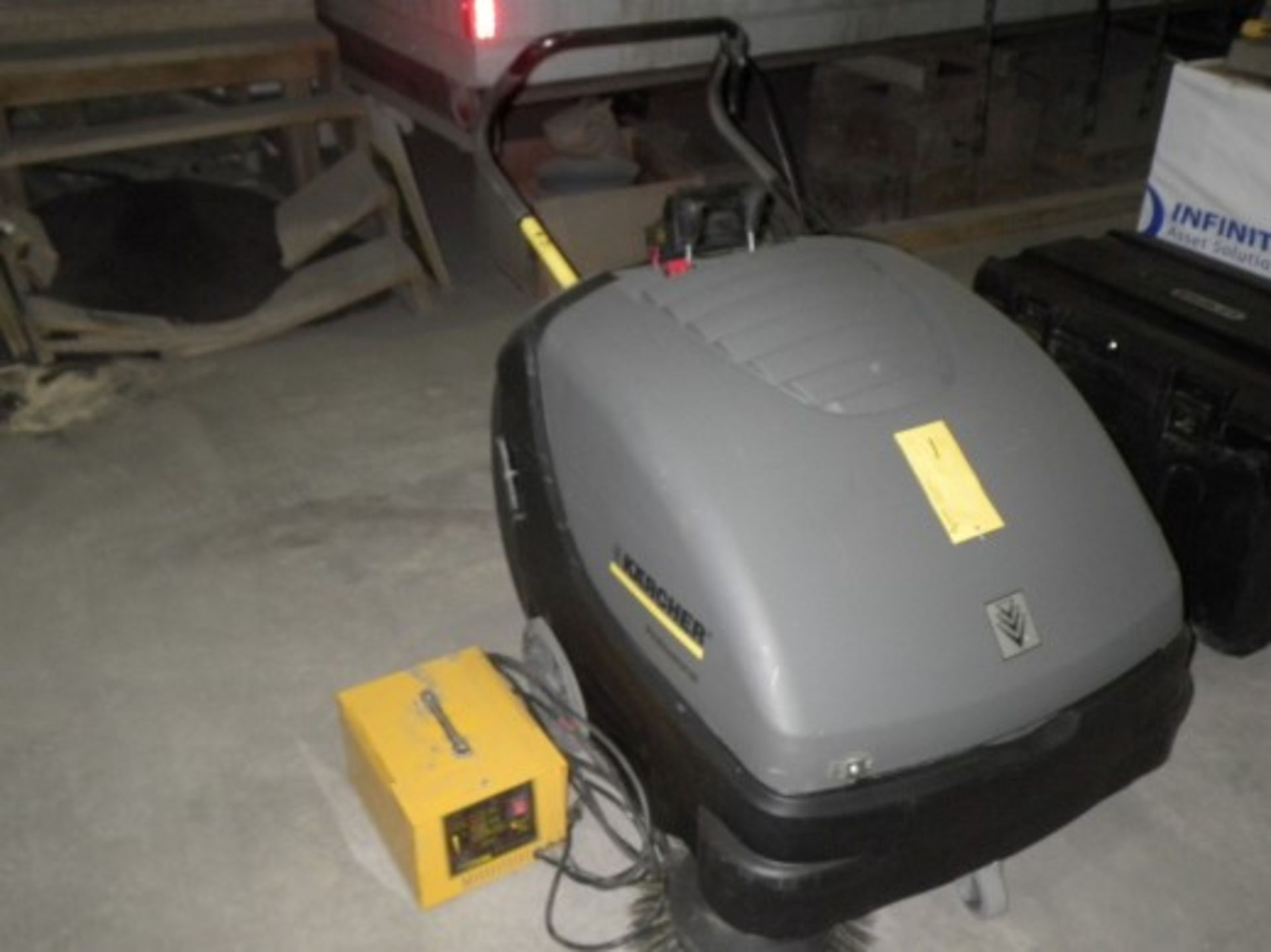 2012 Karcher Model KM85-50W Walk Behind Battery Powered Electric Floor Sweeper, Showing 100 Hours (