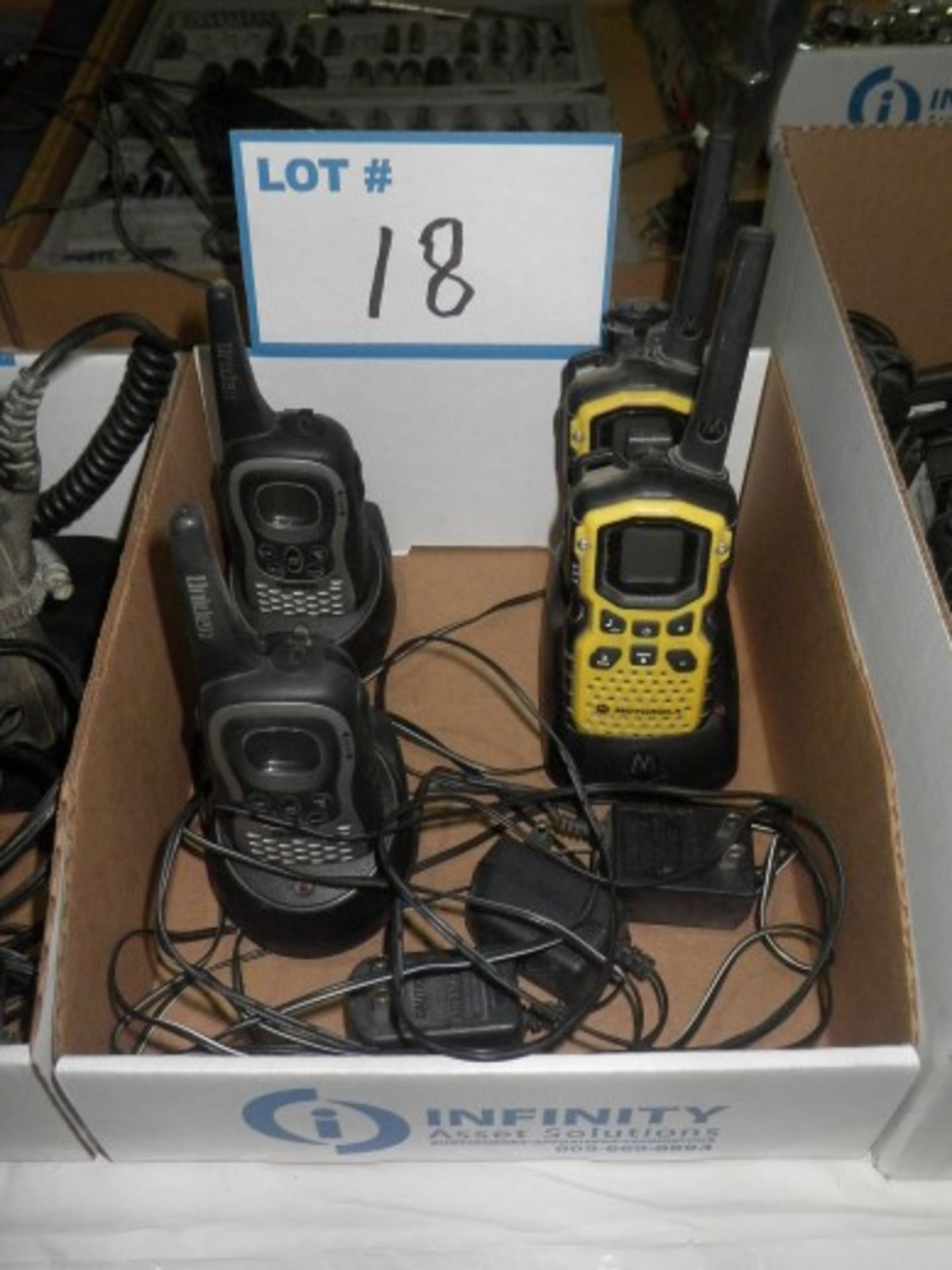 Two Motorolla VHF Radios w/ Chargers & Two Uniden VHF Radios w/ Chargers (DRY)